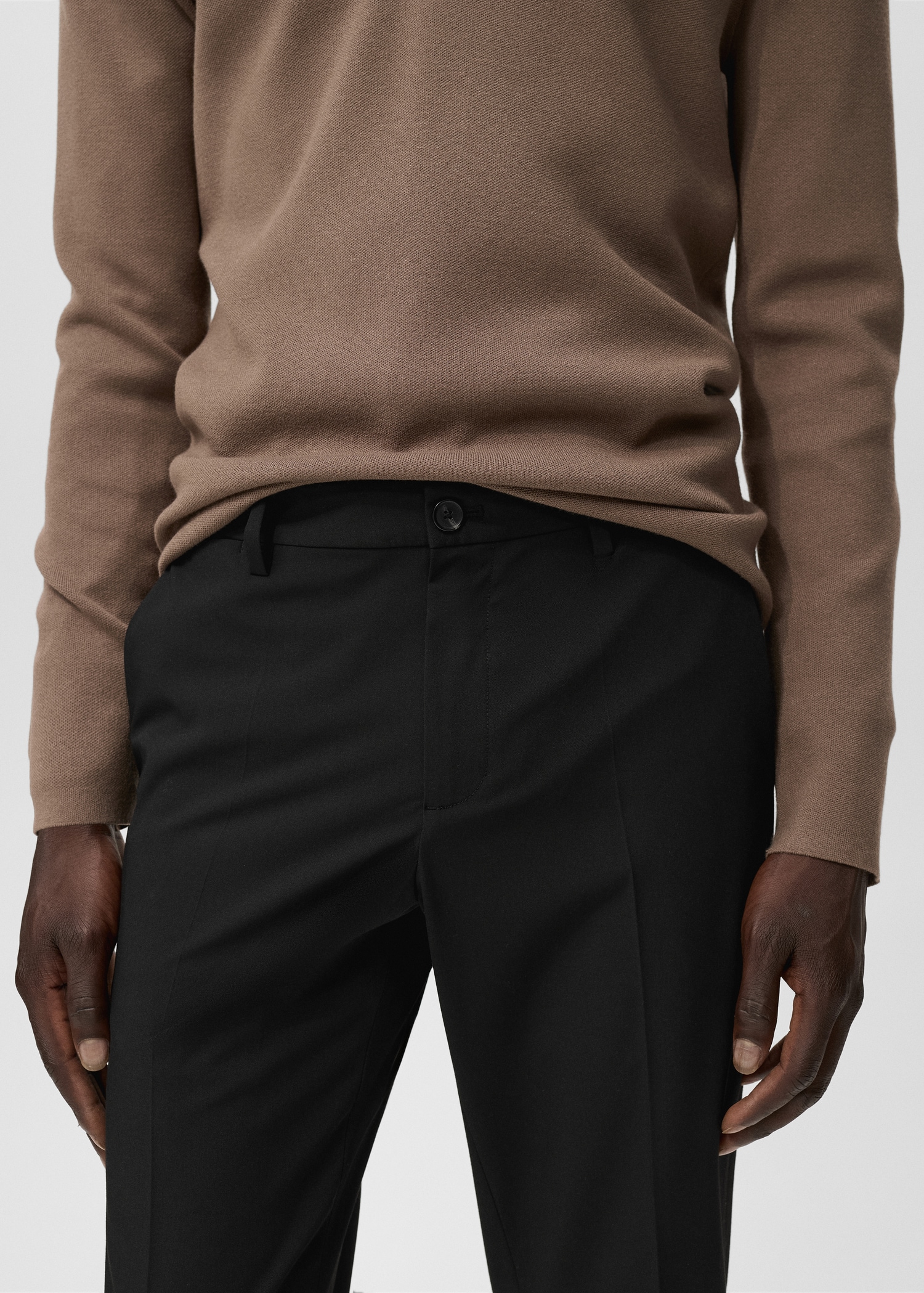 Stretch fabric slim-fit trousers - Details of the article 1