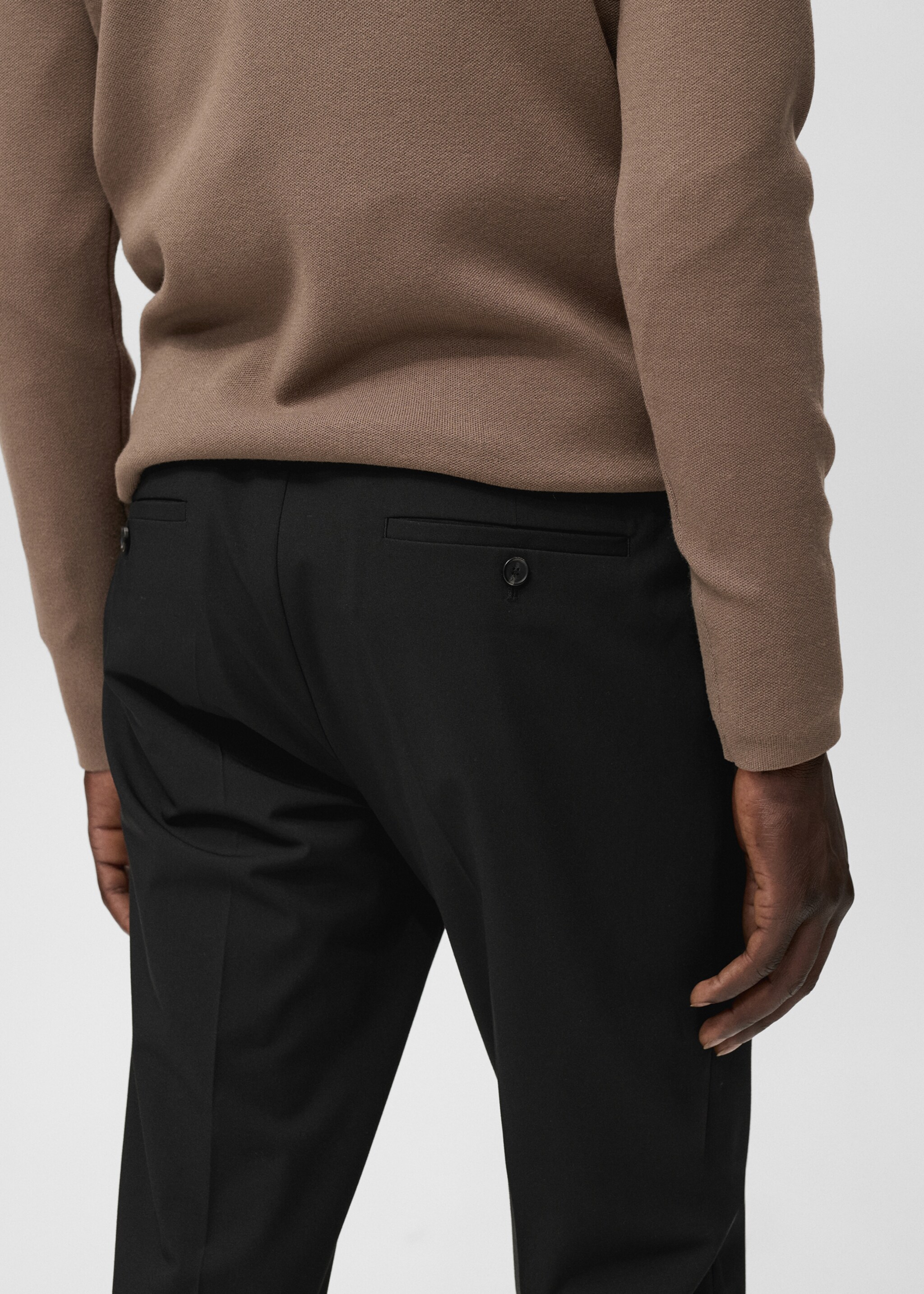 Stretch fabric slim-fit trousers - Details of the article 2, Black. Ref: 17045140-00.