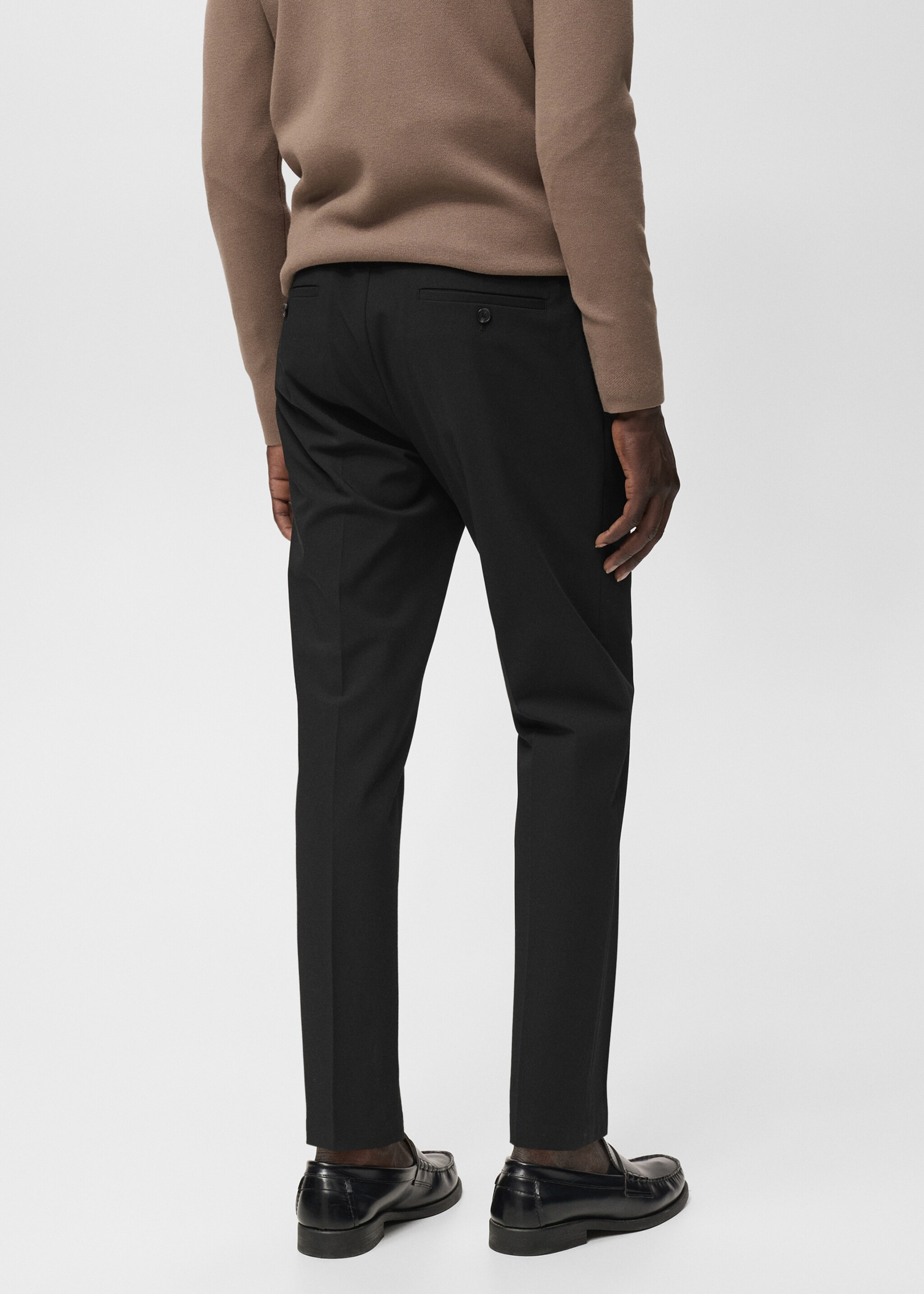 Stretch fabric slim-fit trousers - Reverse of the article, Black. Ref: 17045140-00.