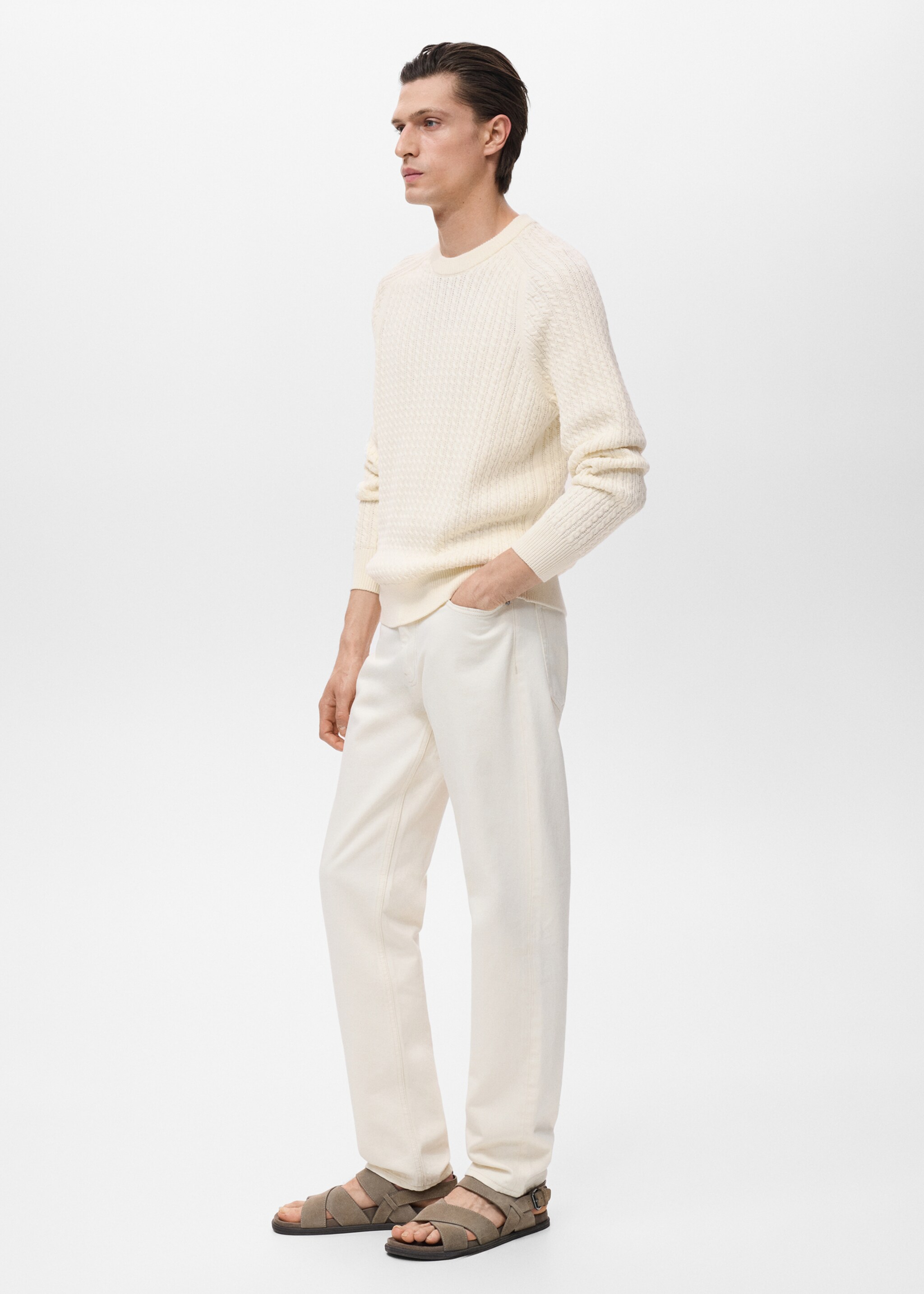 Pull 100 % coton tressé - Détail de l'article 2, Blanc cassé. Ref: 17045150-00.