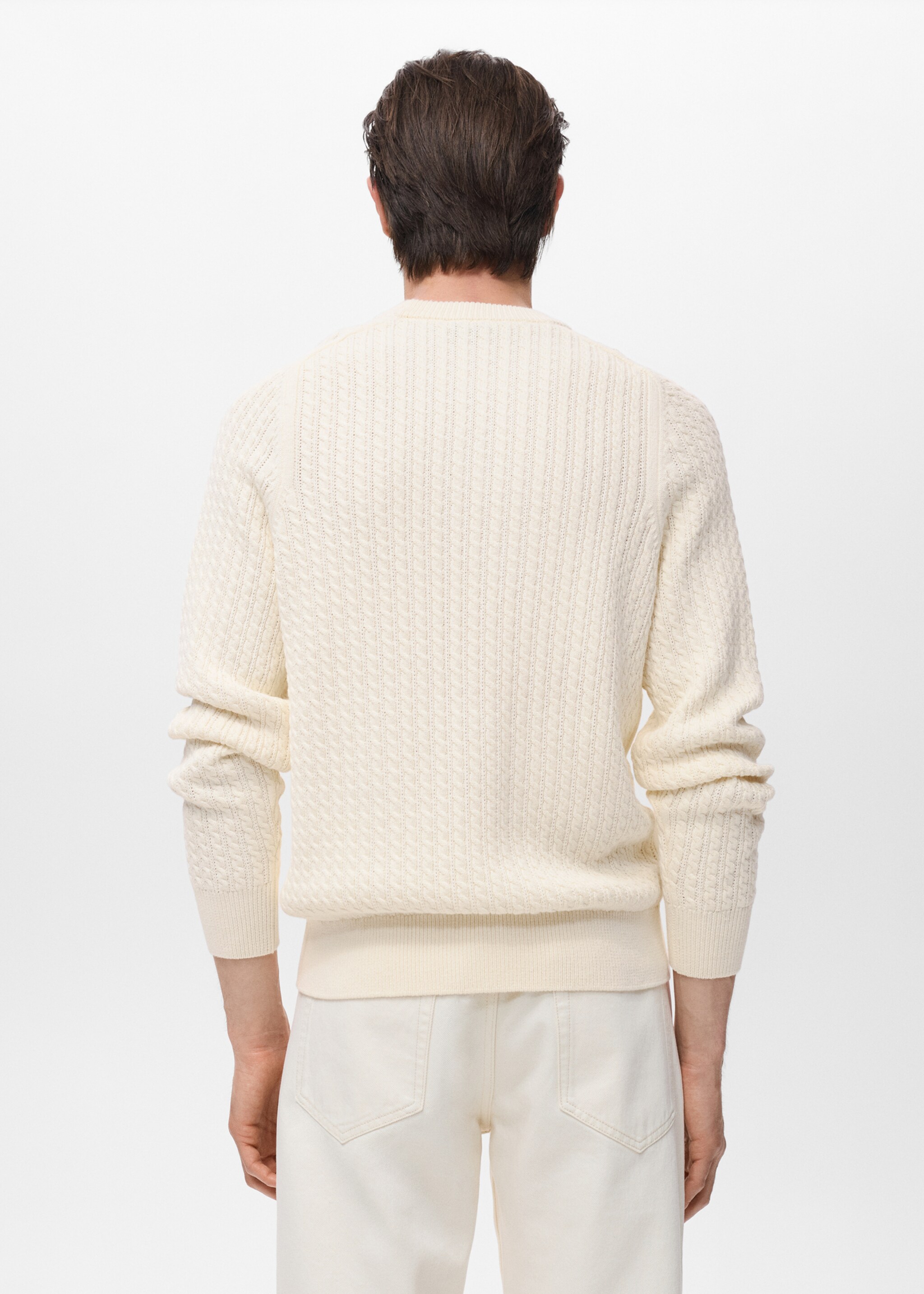 Pull 100 % coton tressé - Verso de l’article, Blanc cassé. Ref: 17045150-00.