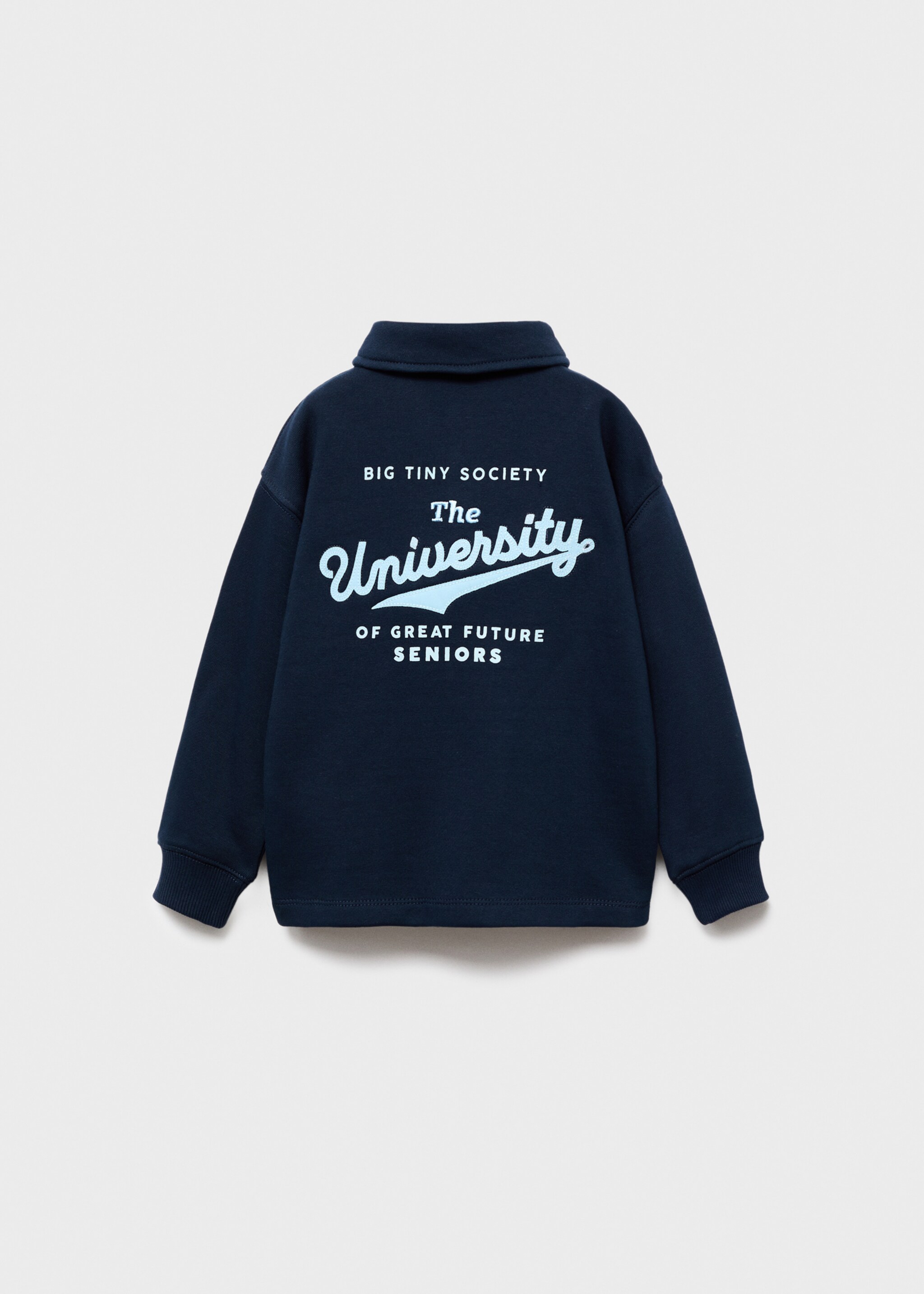 Sweatshirt com estilo polo de 100% algodão - Verso do artigo, Azul-marinho. Ref: 17045154-00.