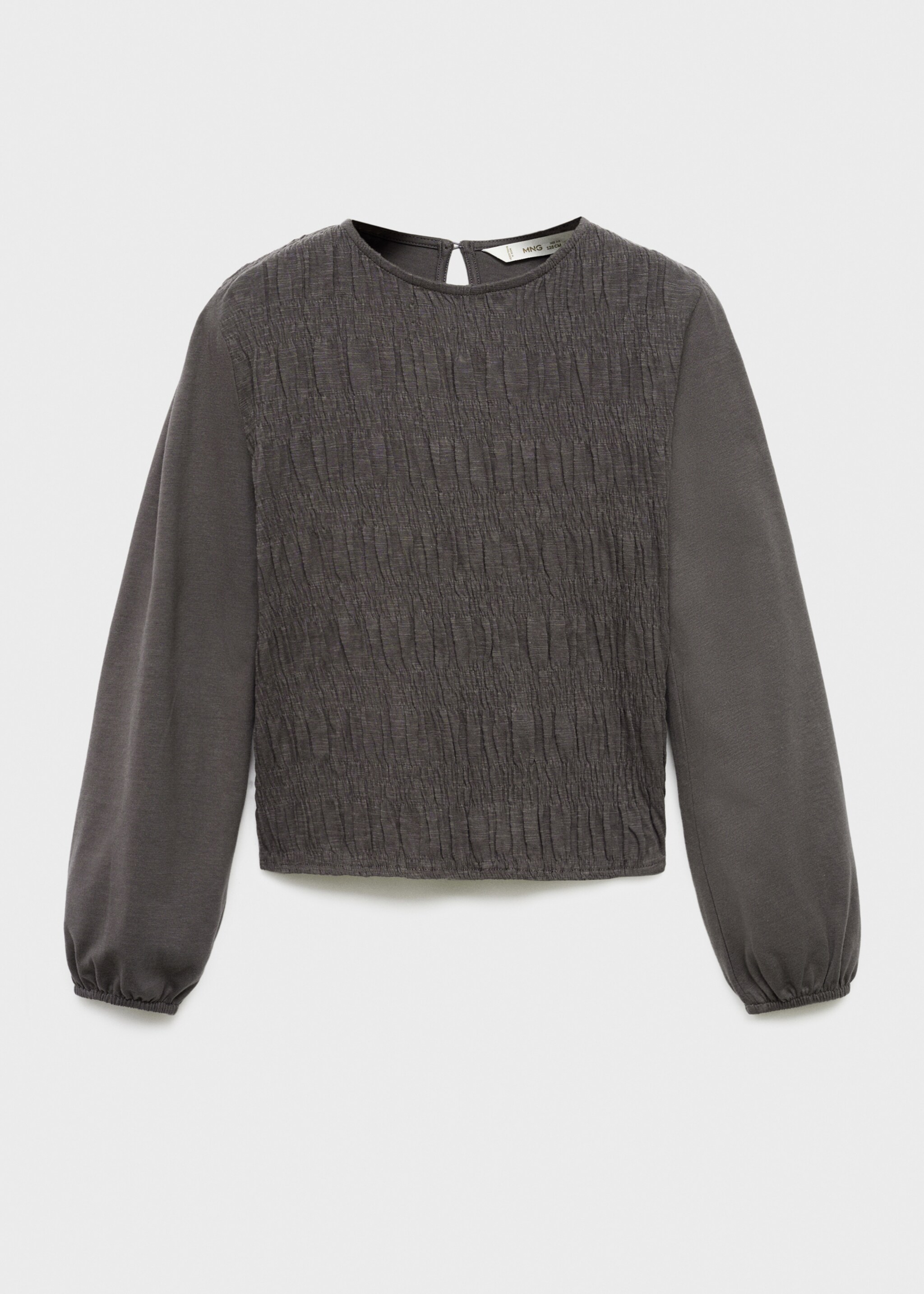 Long-sleeved t-shirt with ruffles - Article without model, Charcoal. Ref: 17045157-00.
