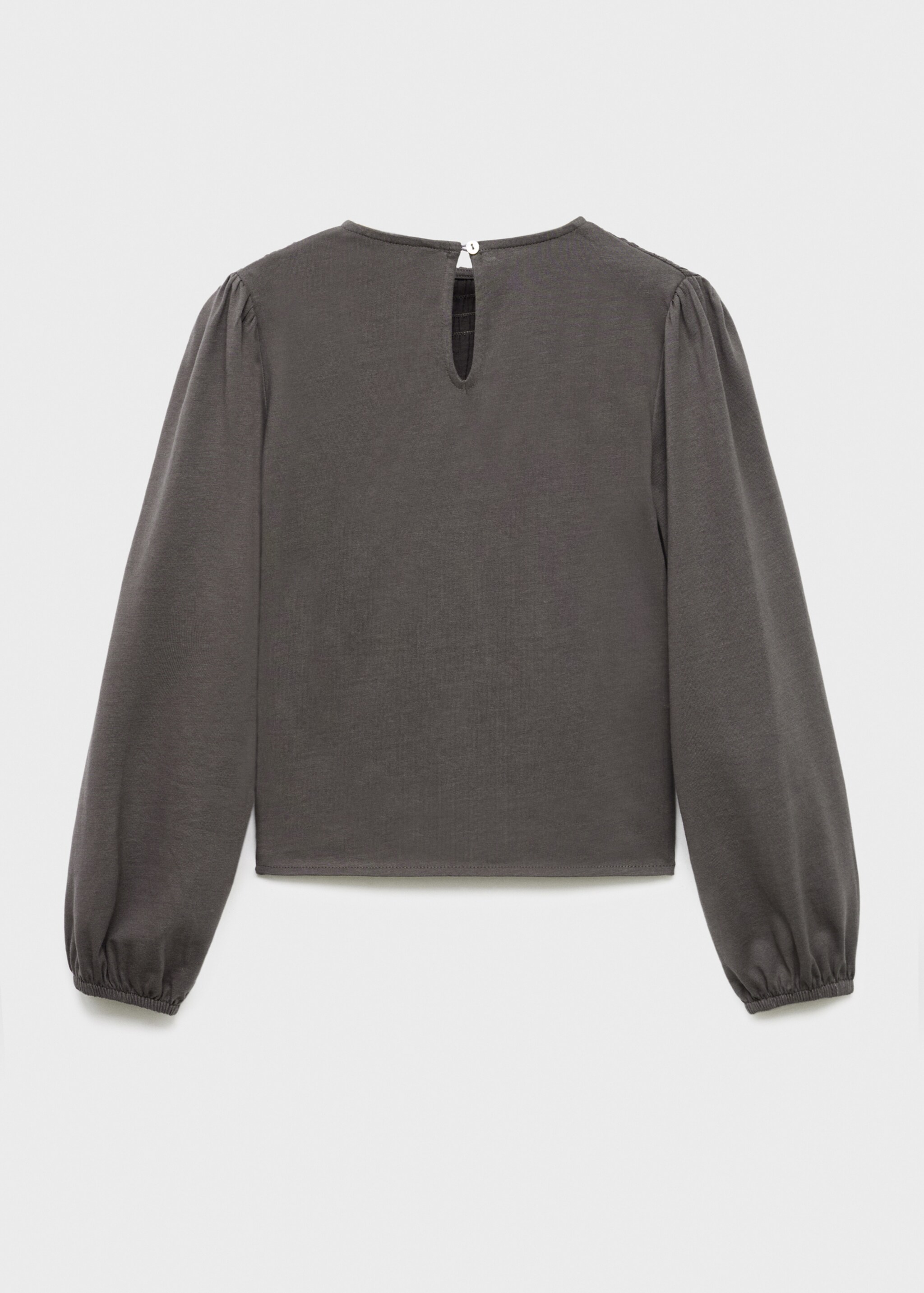 Long-sleeved t-shirt with ruffles - Reverse of the article, Charcoal. Ref: 17045157-00.