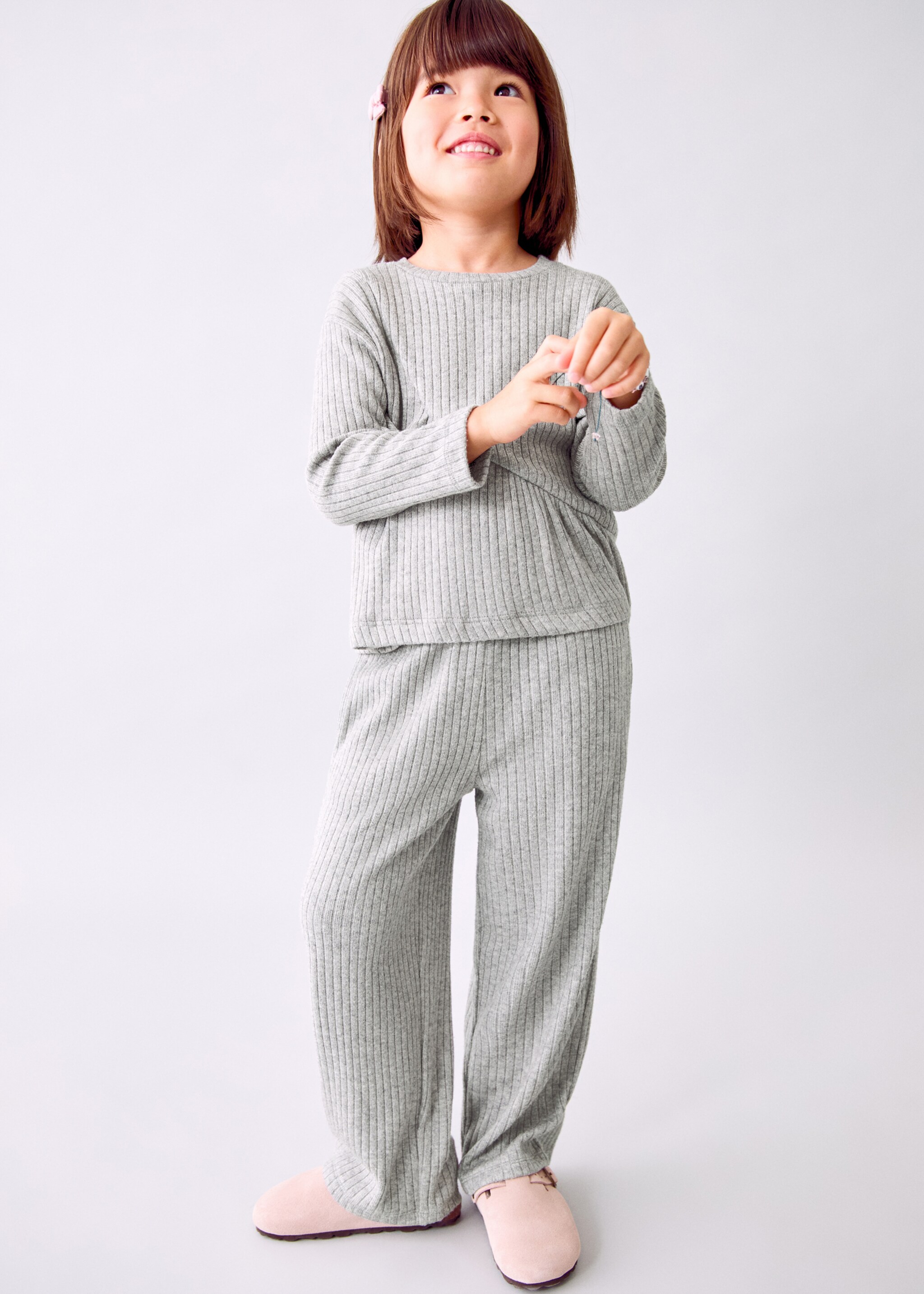 Ribbed trousers - Medium plane, Medium Heather Grey. Ref: 17045159-00.