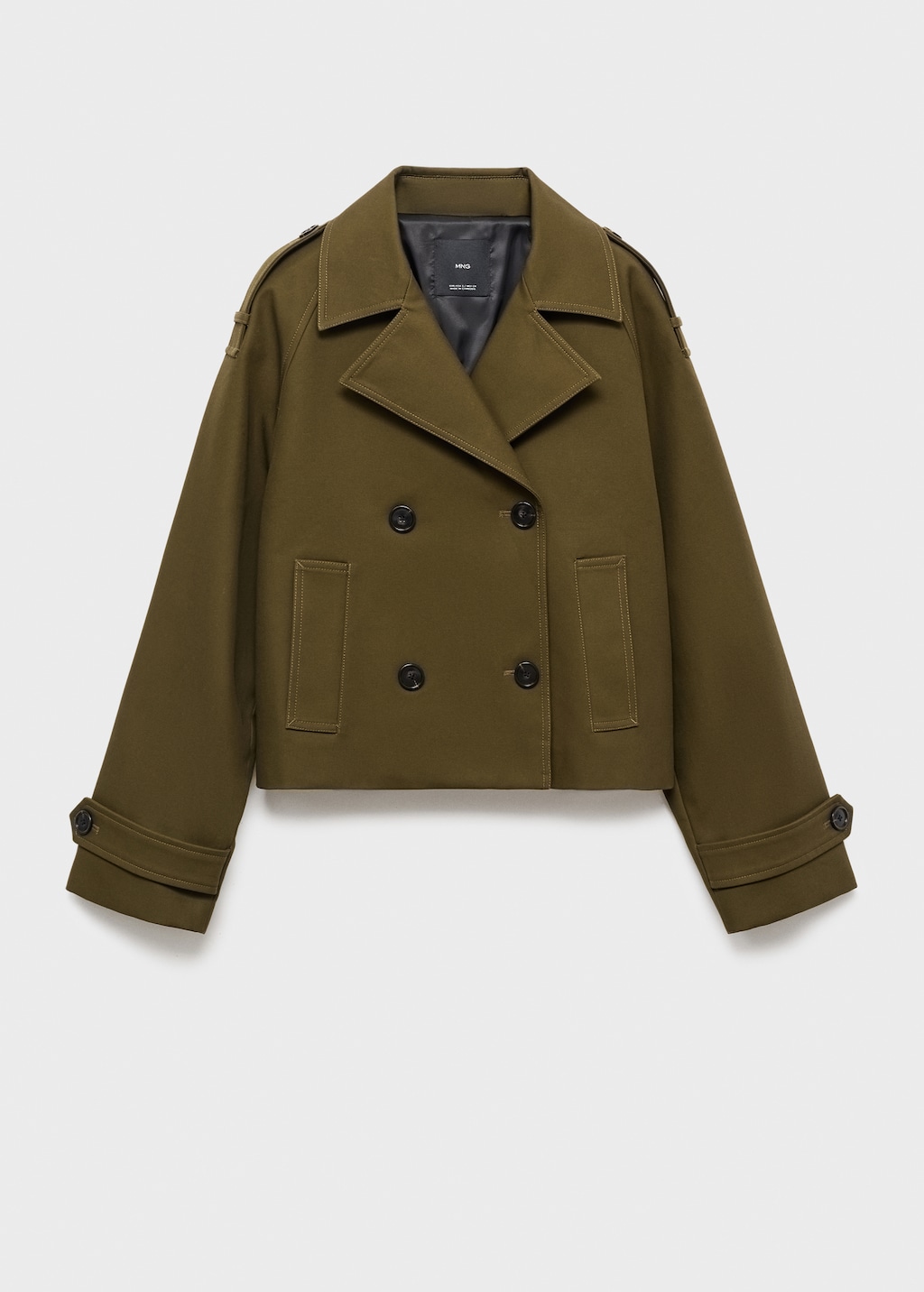 ジャケット・アウター Double breasted oversized coat Oversized short double-breasted trench coat - Women | MANGO USA