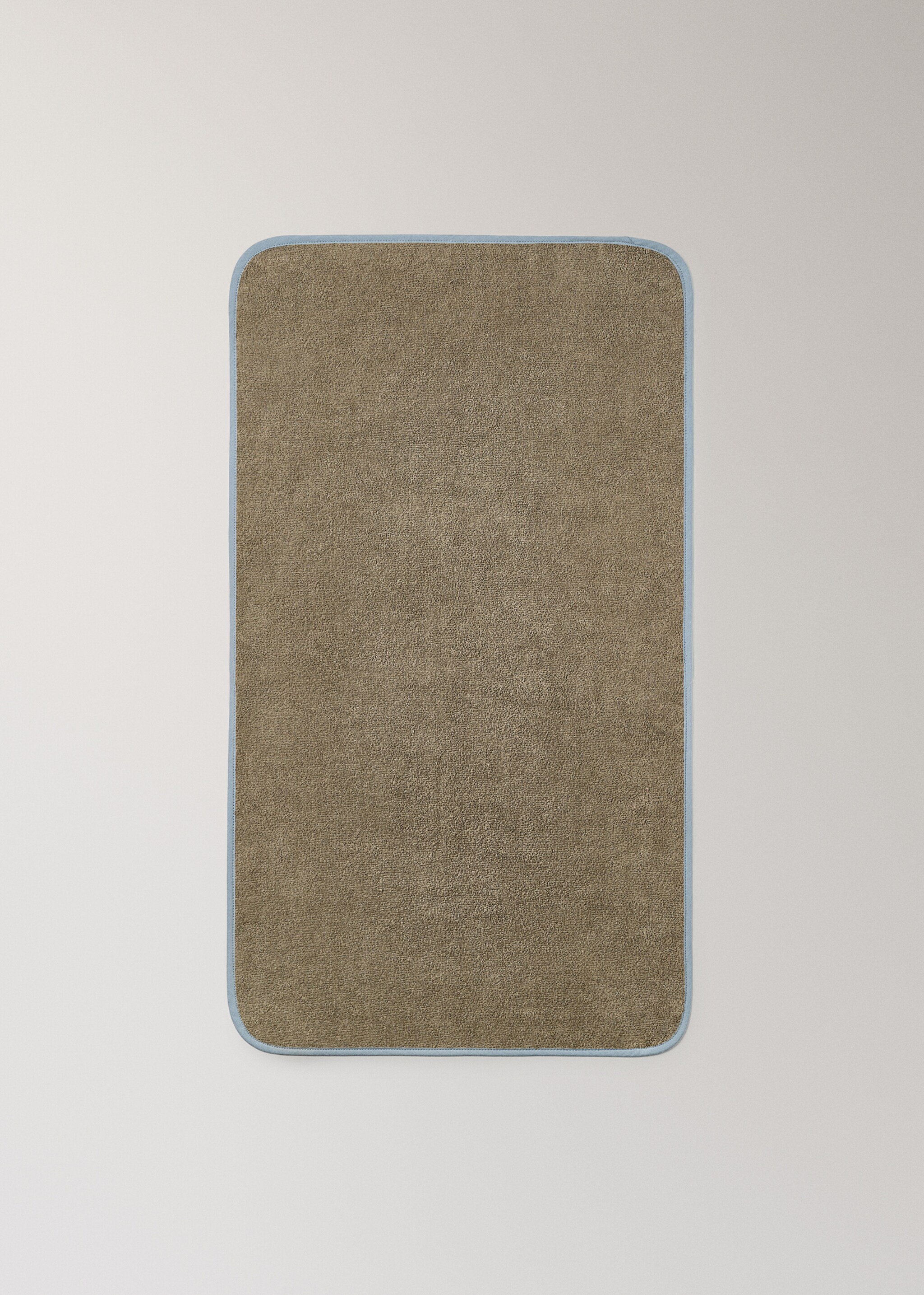 Cotton washcloth with contrasting trim - Details of the article 4, Khaki. Ref: 17045170-00.