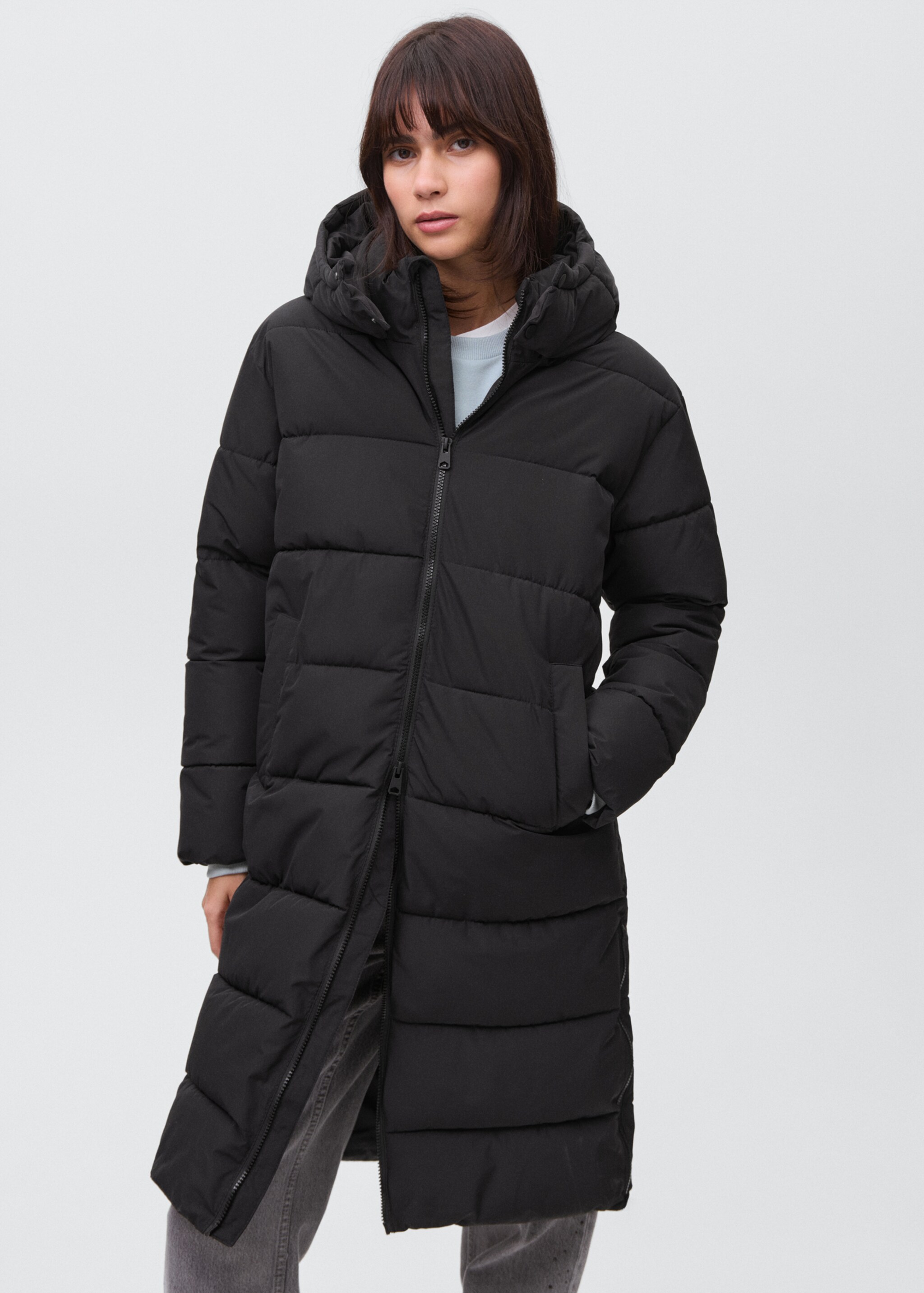 Quilted long coat - Medium plane, Black. Ref: 17045783-00.