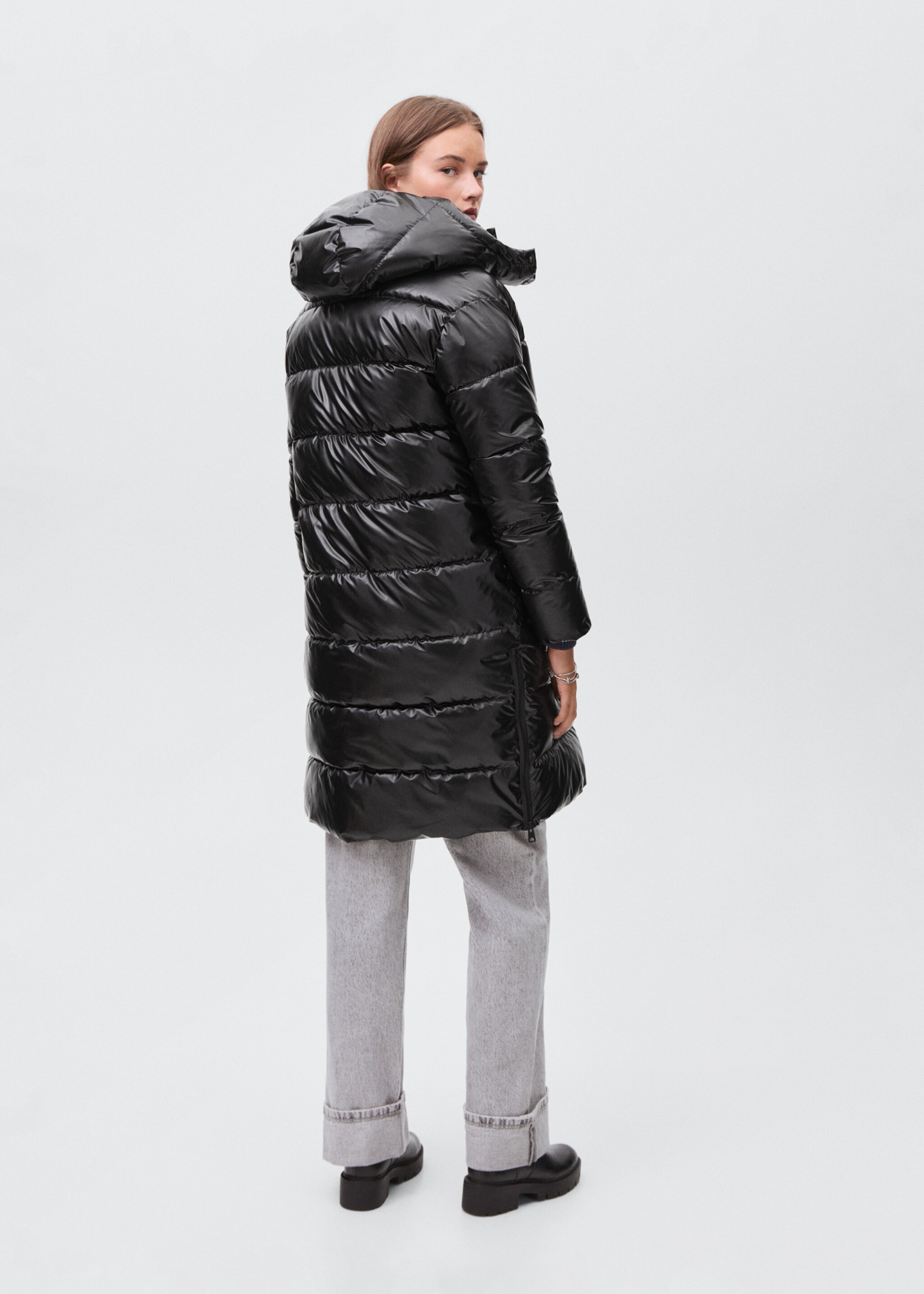 Quilted skin style jacket - Reverse of the article, Black. Ref: 17045785-00.