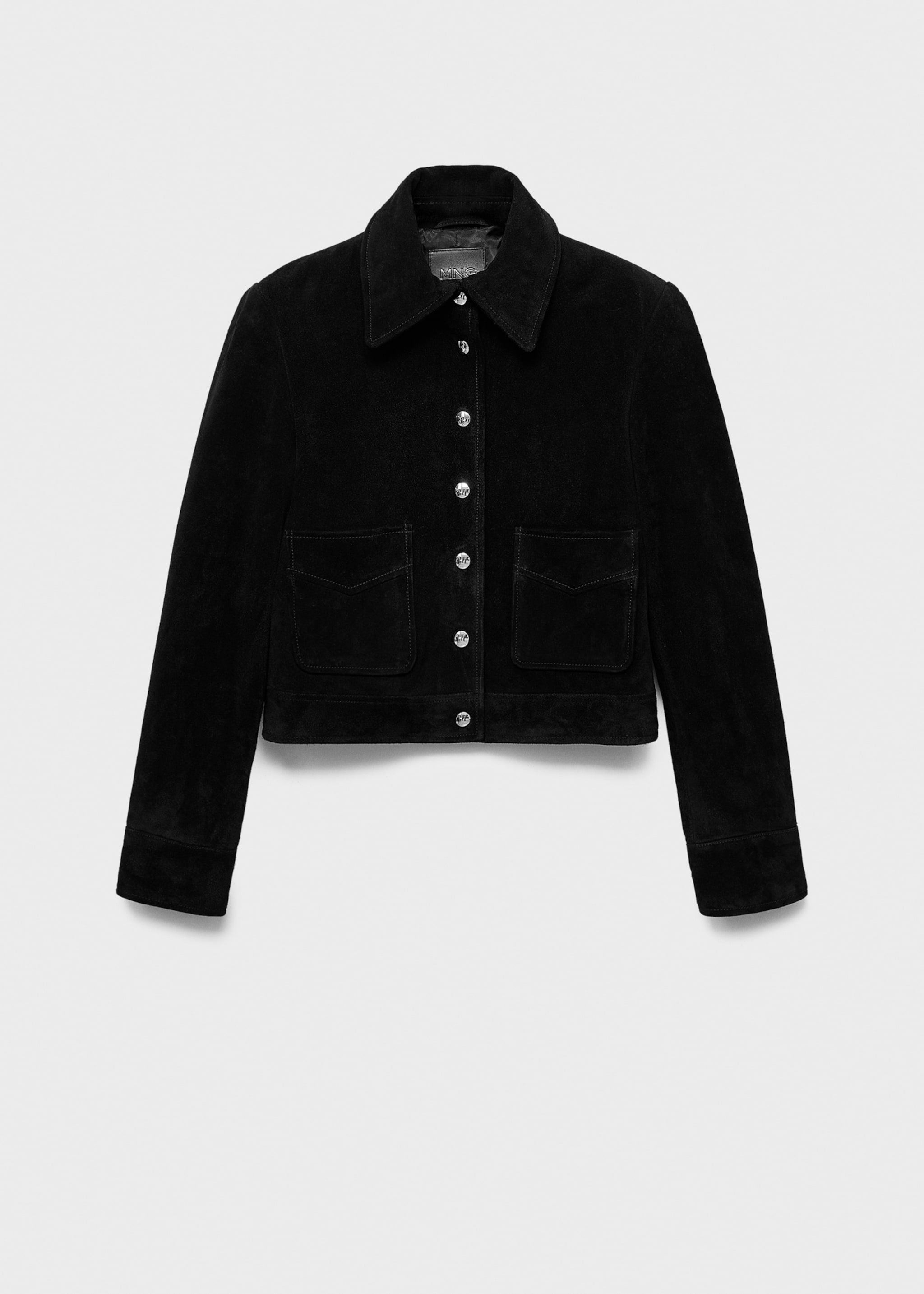 Suede leather jacket with buttons - Article without model, Black. Ref: 17045788-00.