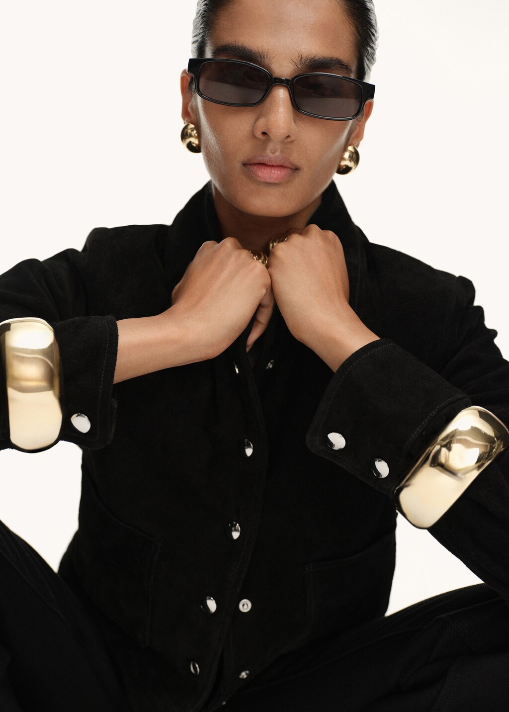 Mango Suede leather jacket with buttons