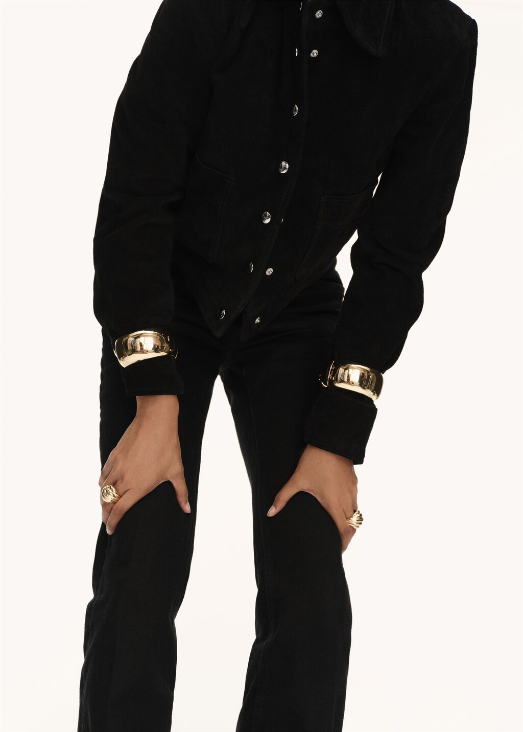 Mango Suede leather jacket with buttons