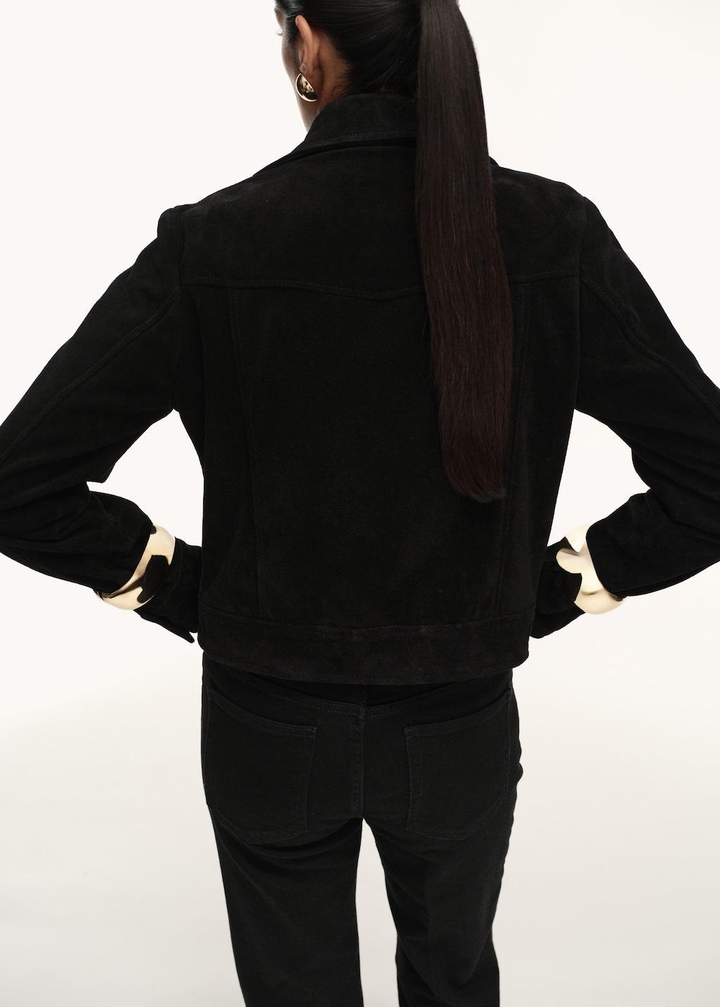 Mango Suede leather jacket with buttons