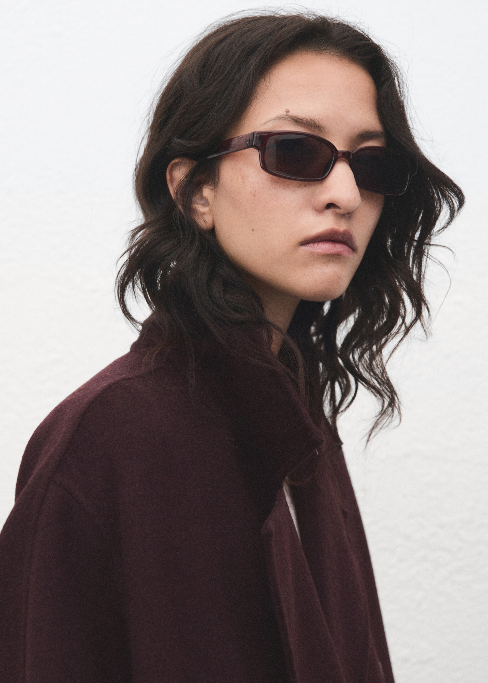 Handmade oversized wool coat - Details of the article 1, Wine. Ref: 17045789-00.