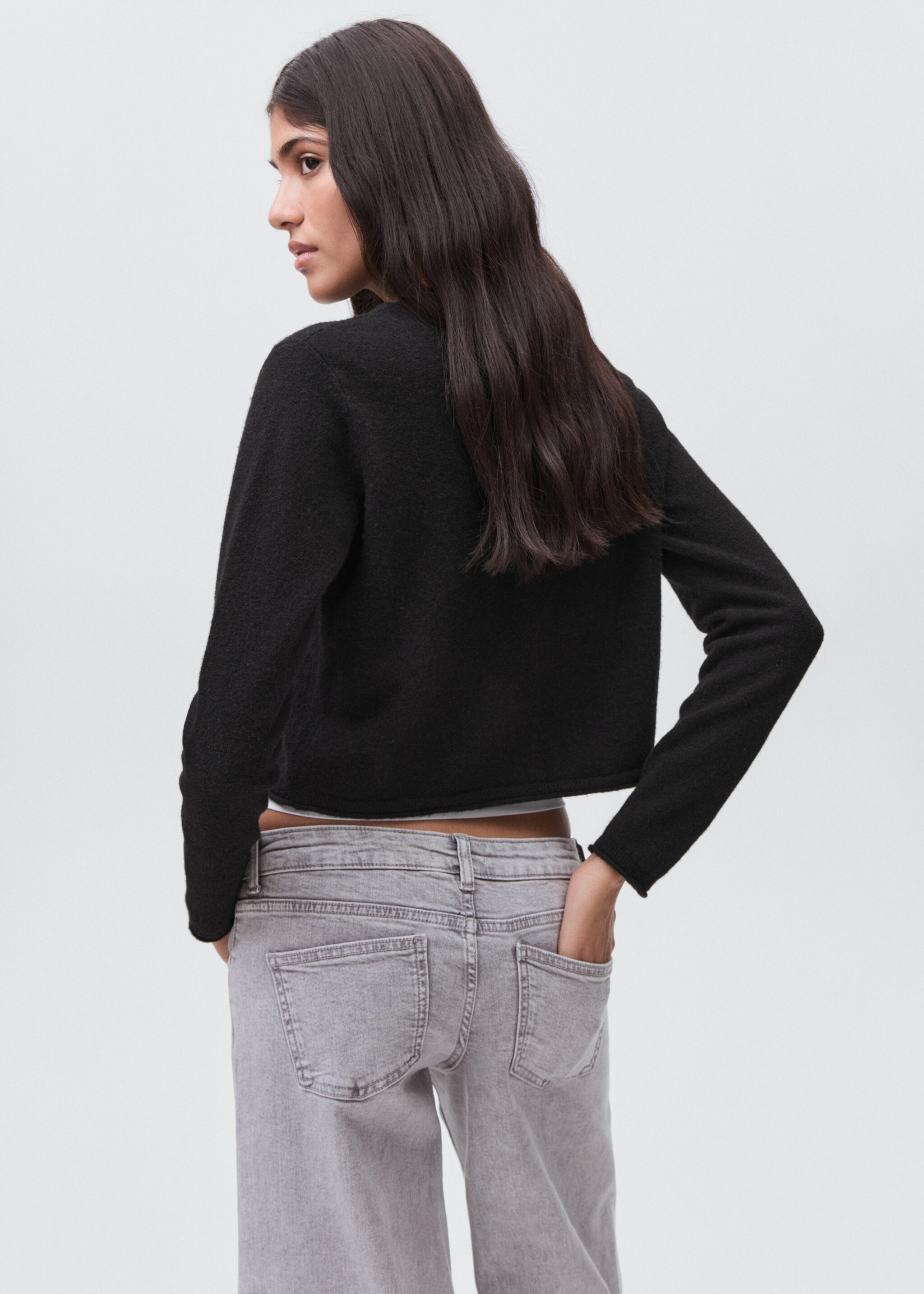 Knitted button cardigan - Reverse of the article, Black. Ref: 17045790-00.