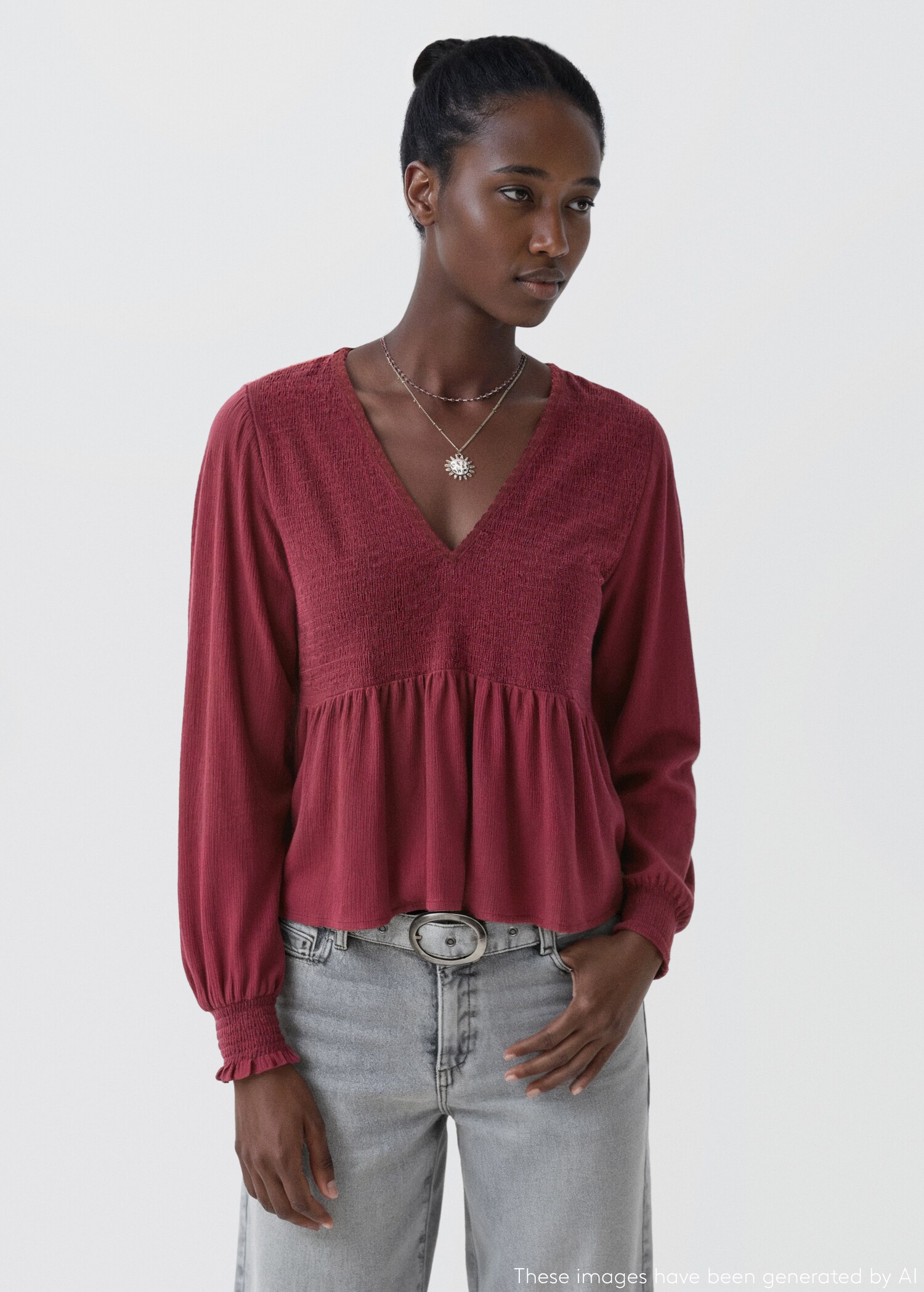 Blouse fluide froncée - Plan moyen
