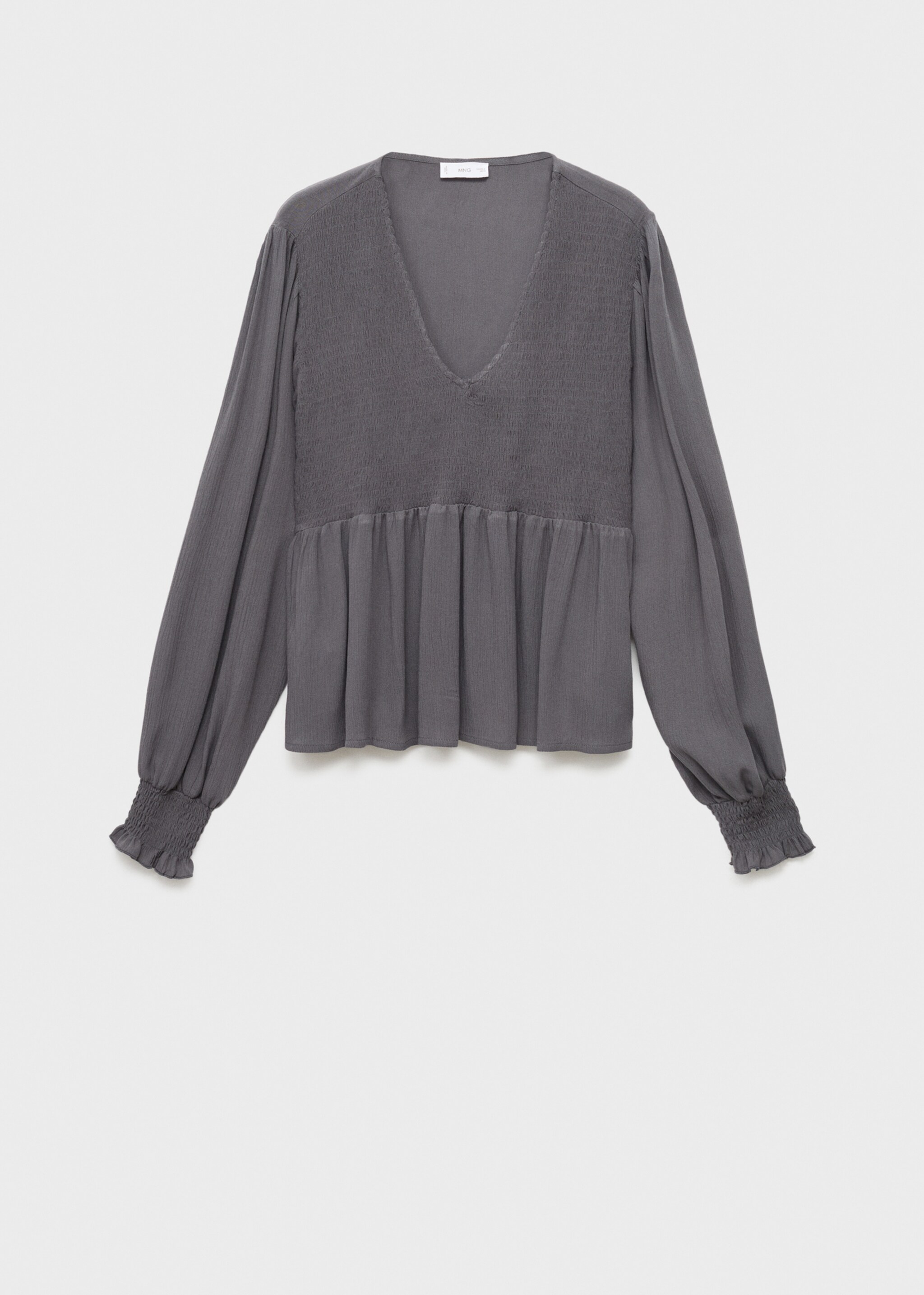 Gesmokte soepelvallende blouse - Artikel zonder model, Antraciet. Ref: 17045791-00.