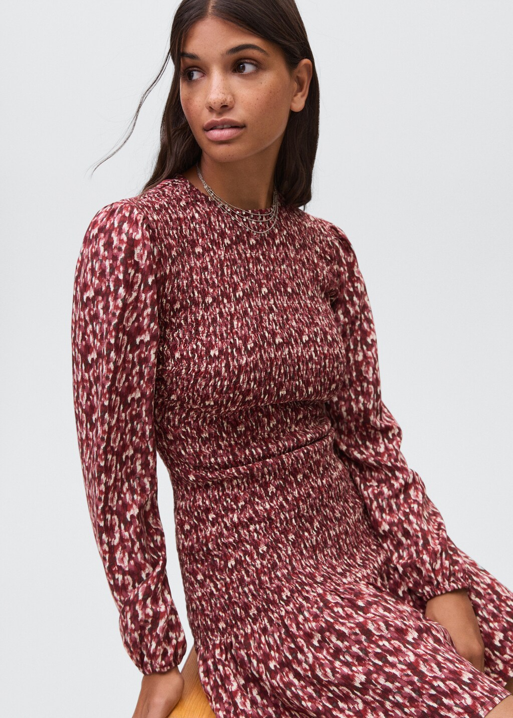 Printed ruffle dress