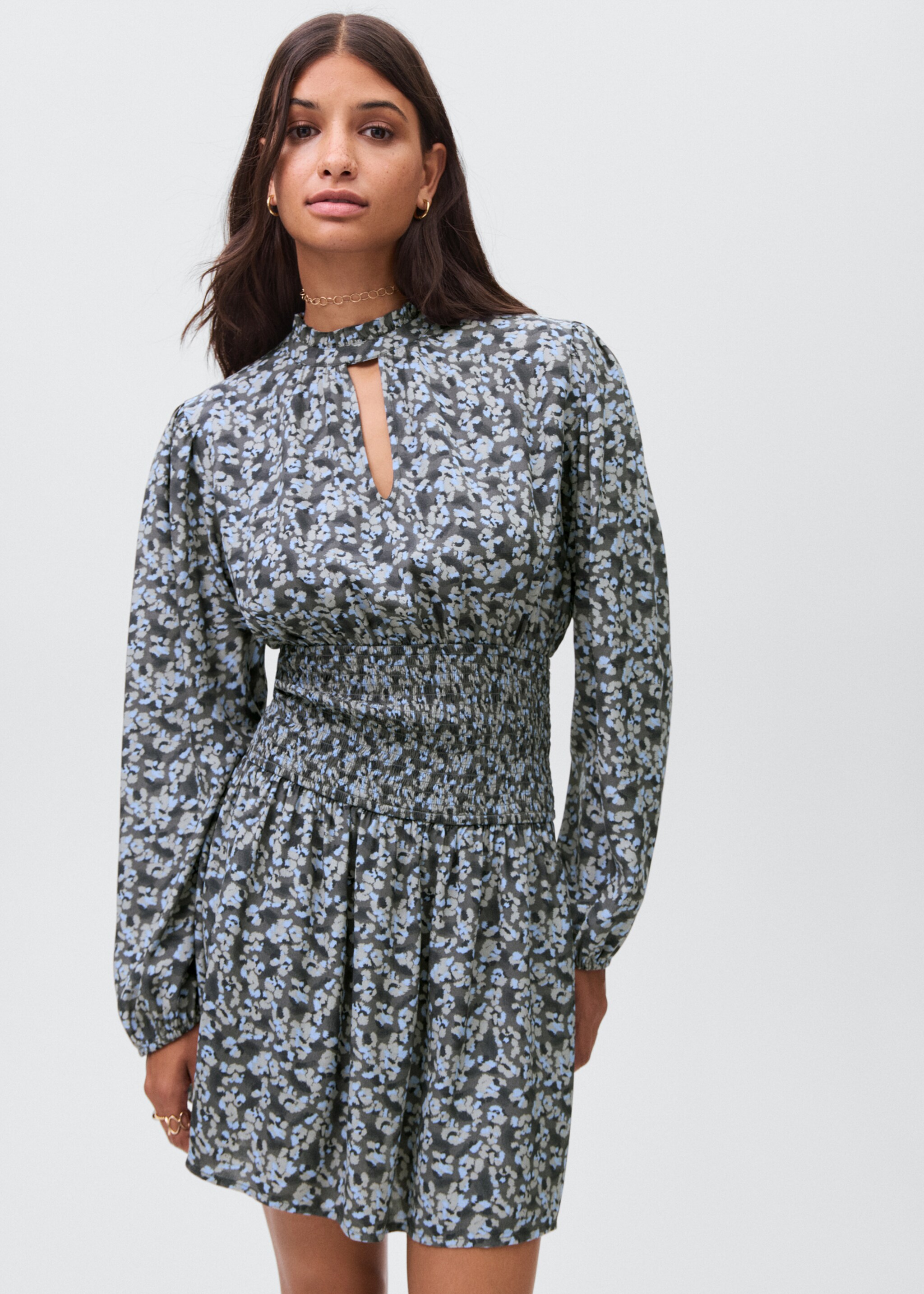 Robe fluide imprimée - Plan moyen, Gris anthracite. Ref: 17045794-00.