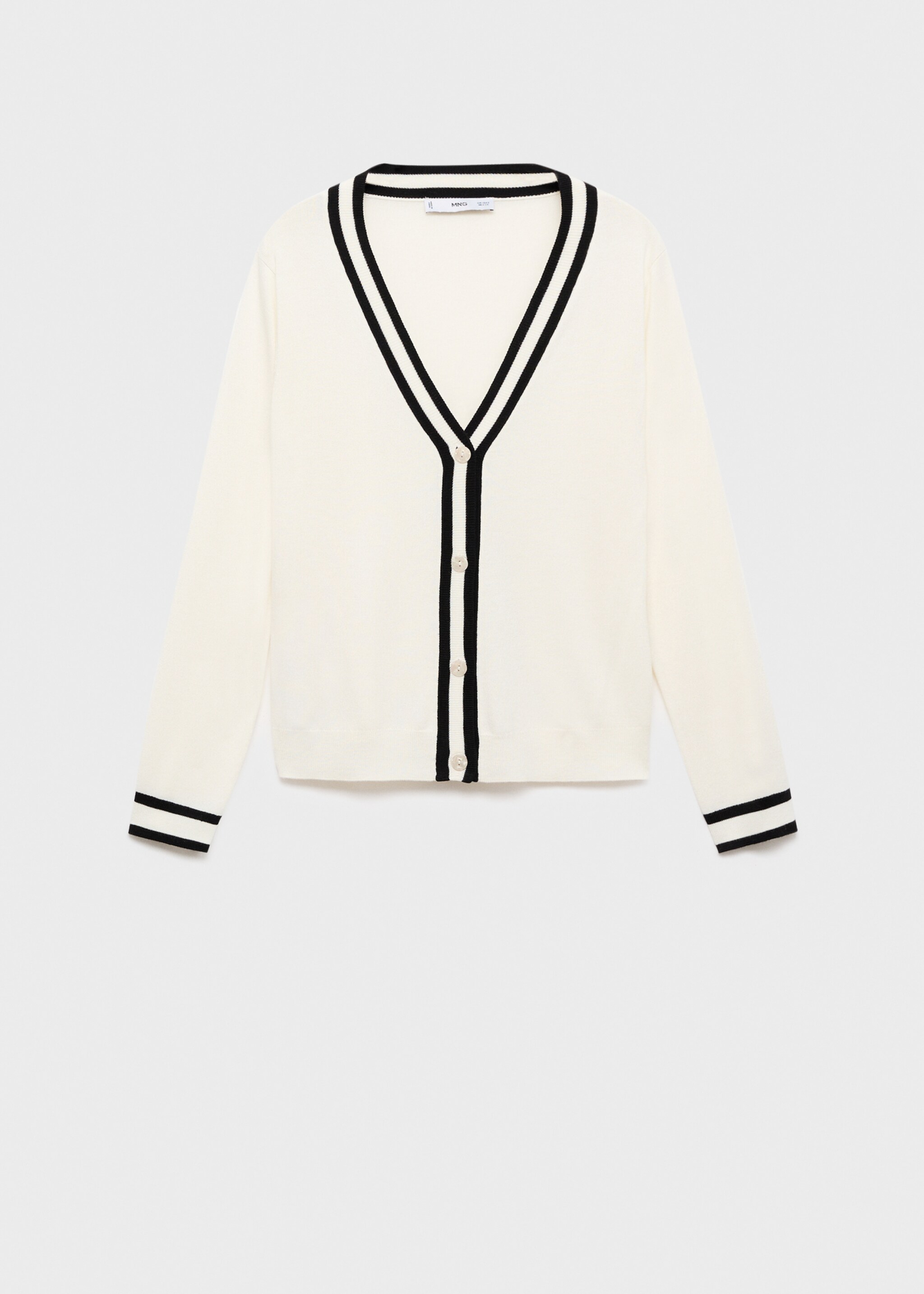 Contrast stripe cardigan - Article without model, Ecru. Ref: 17045799-00.
