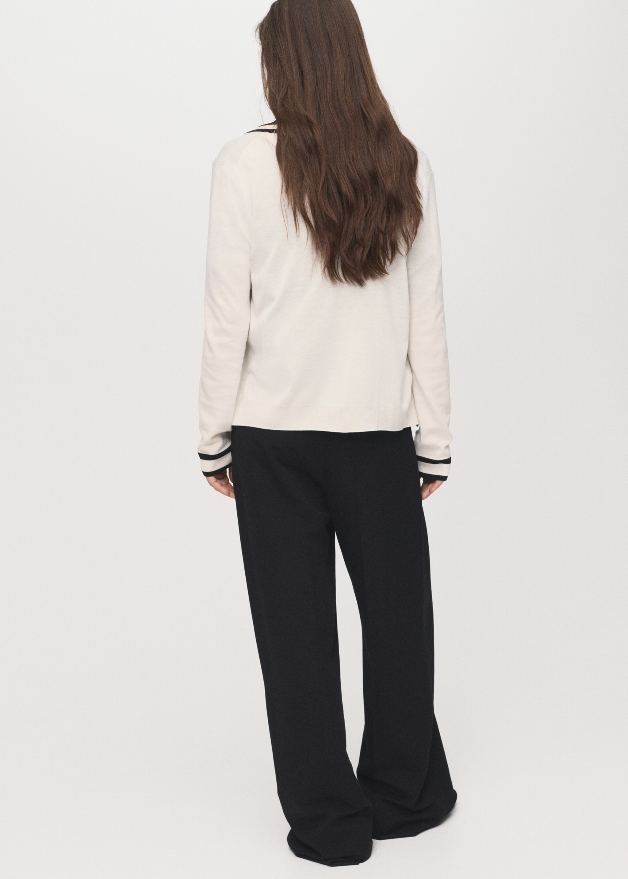 Contrast stripe cardigan - Reverse of the article, Ecru. Ref: 17045799-00.
