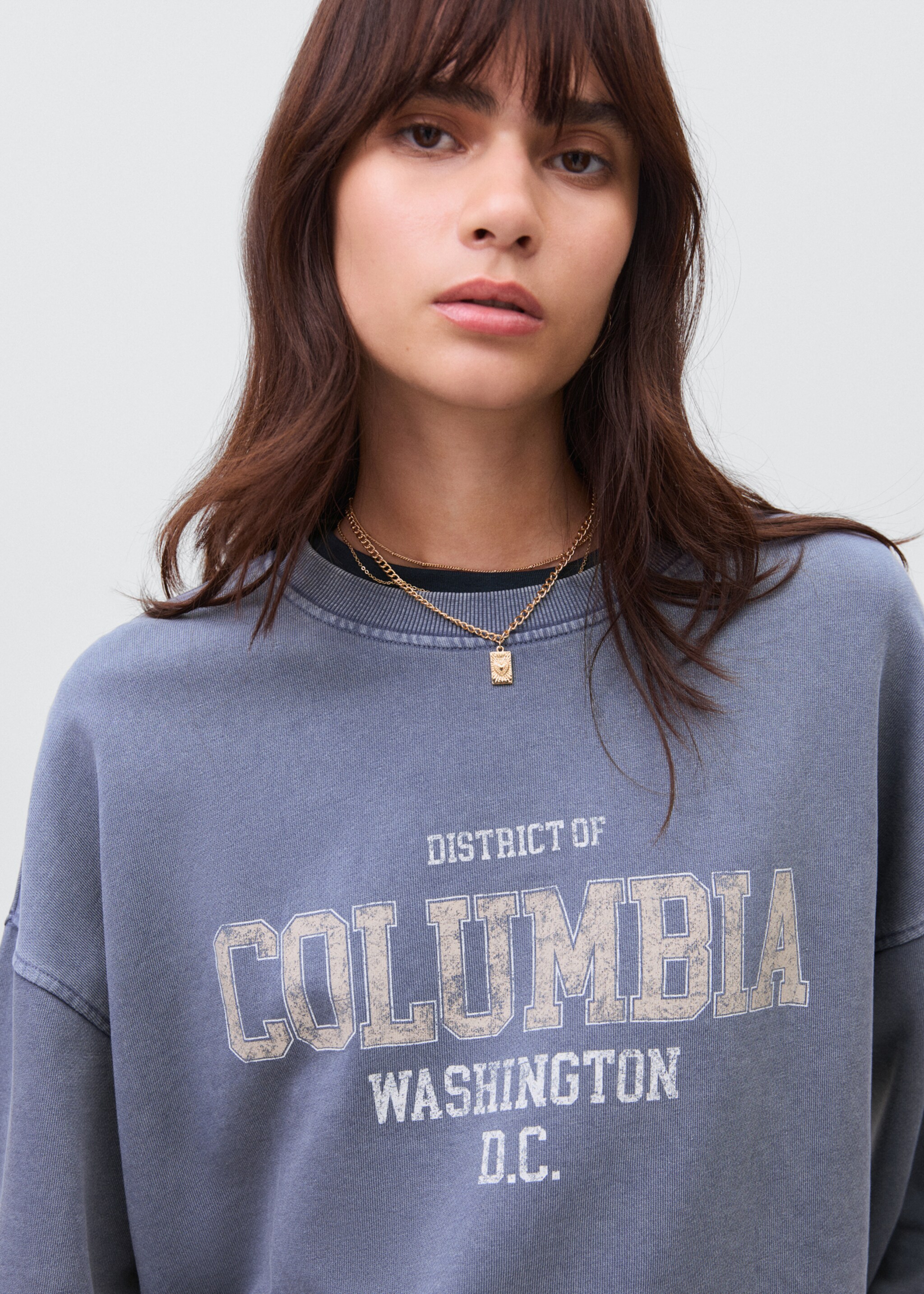 Printed cotton sweatshirt - Details of the article 1, Navy. Ref: 17045801-00.