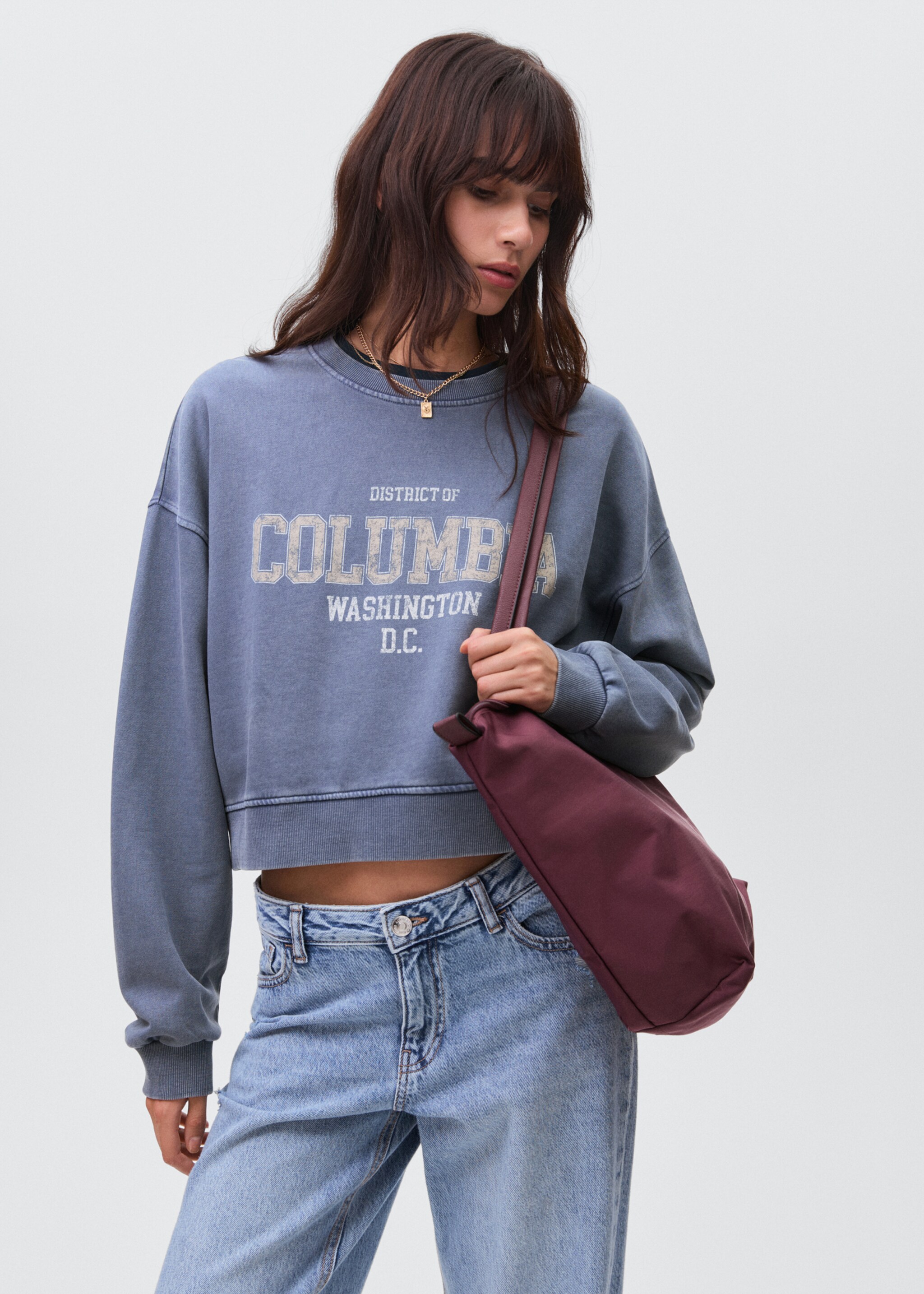 Printed cotton sweatshirt - Details of the article 2, Navy. Ref: 17045801-00.