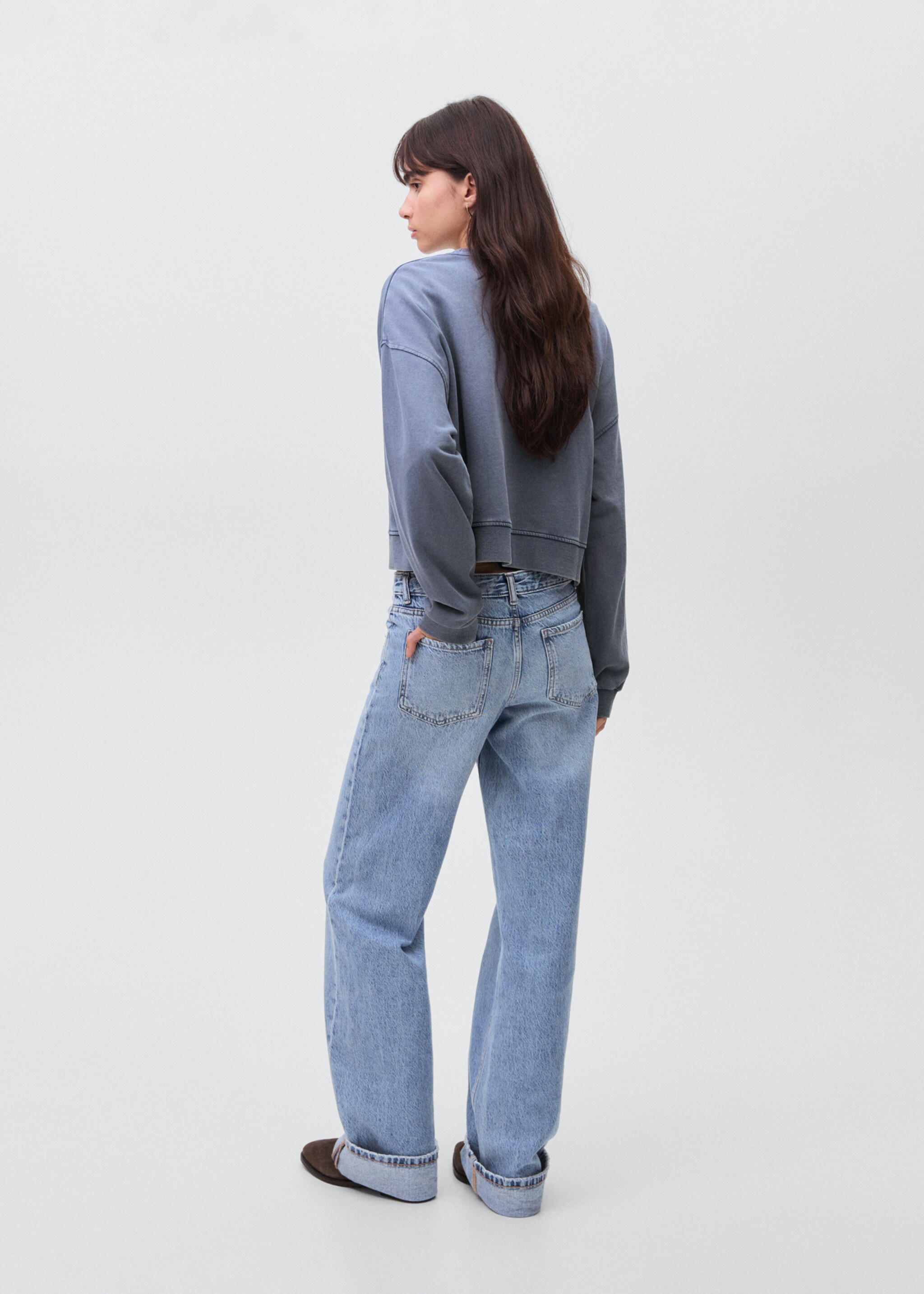 Printed cotton sweatshirt - Reverse of the article, Navy. Ref: 17045801-00.