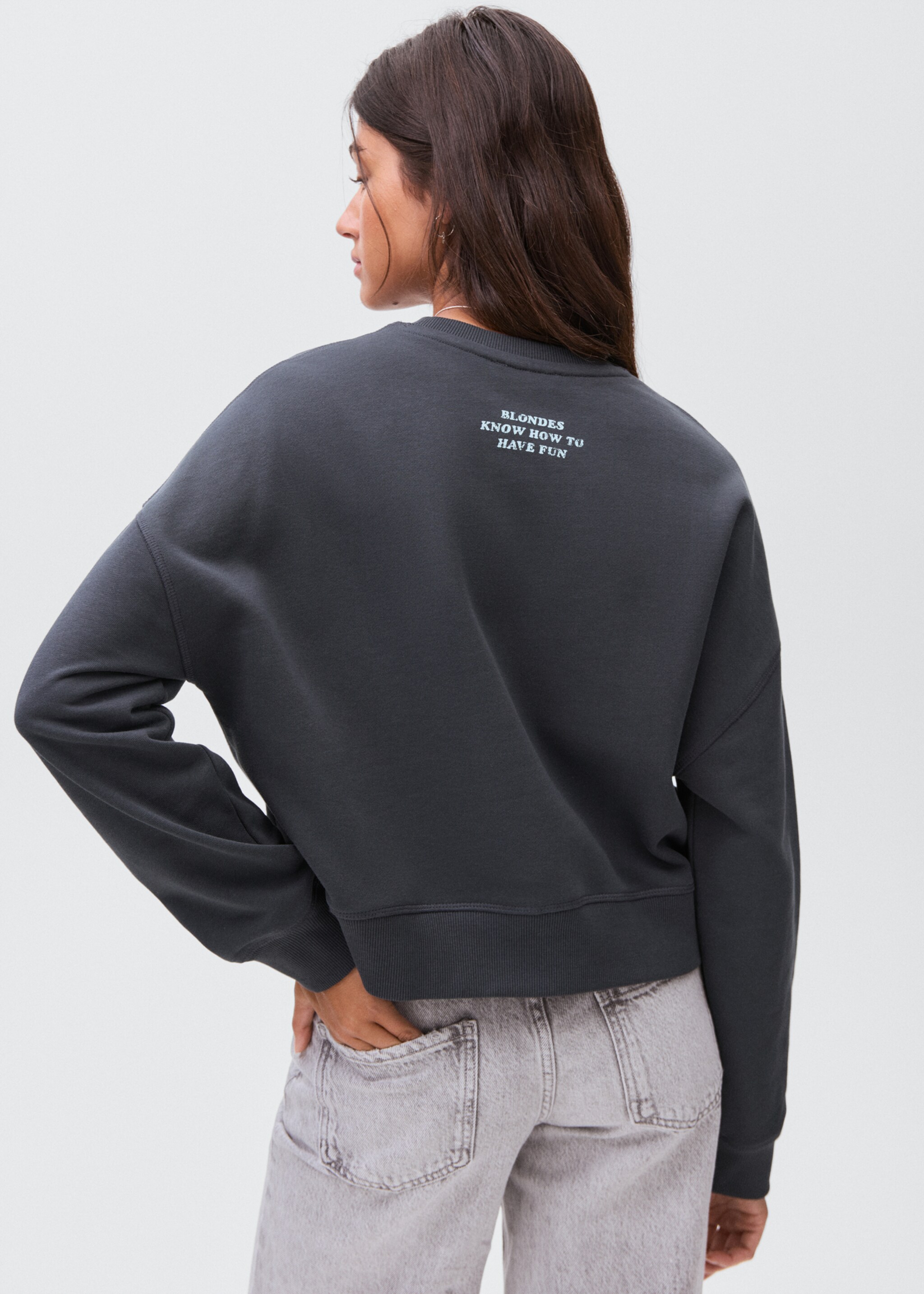 Printed cotton sweatshirt - Reverse of the article, Charcoal. Ref: 17045802-00.