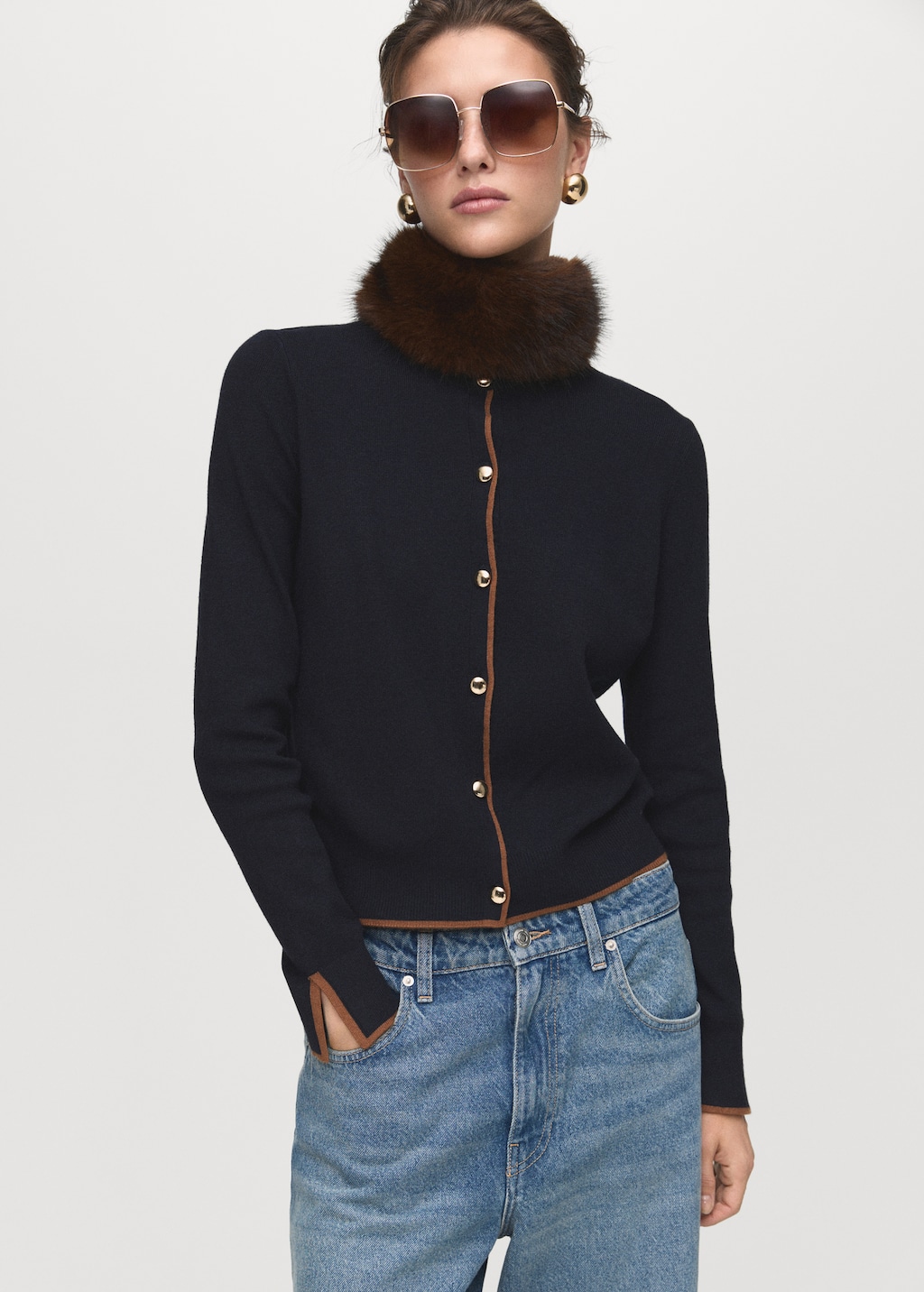 Cardigan with cuff opening