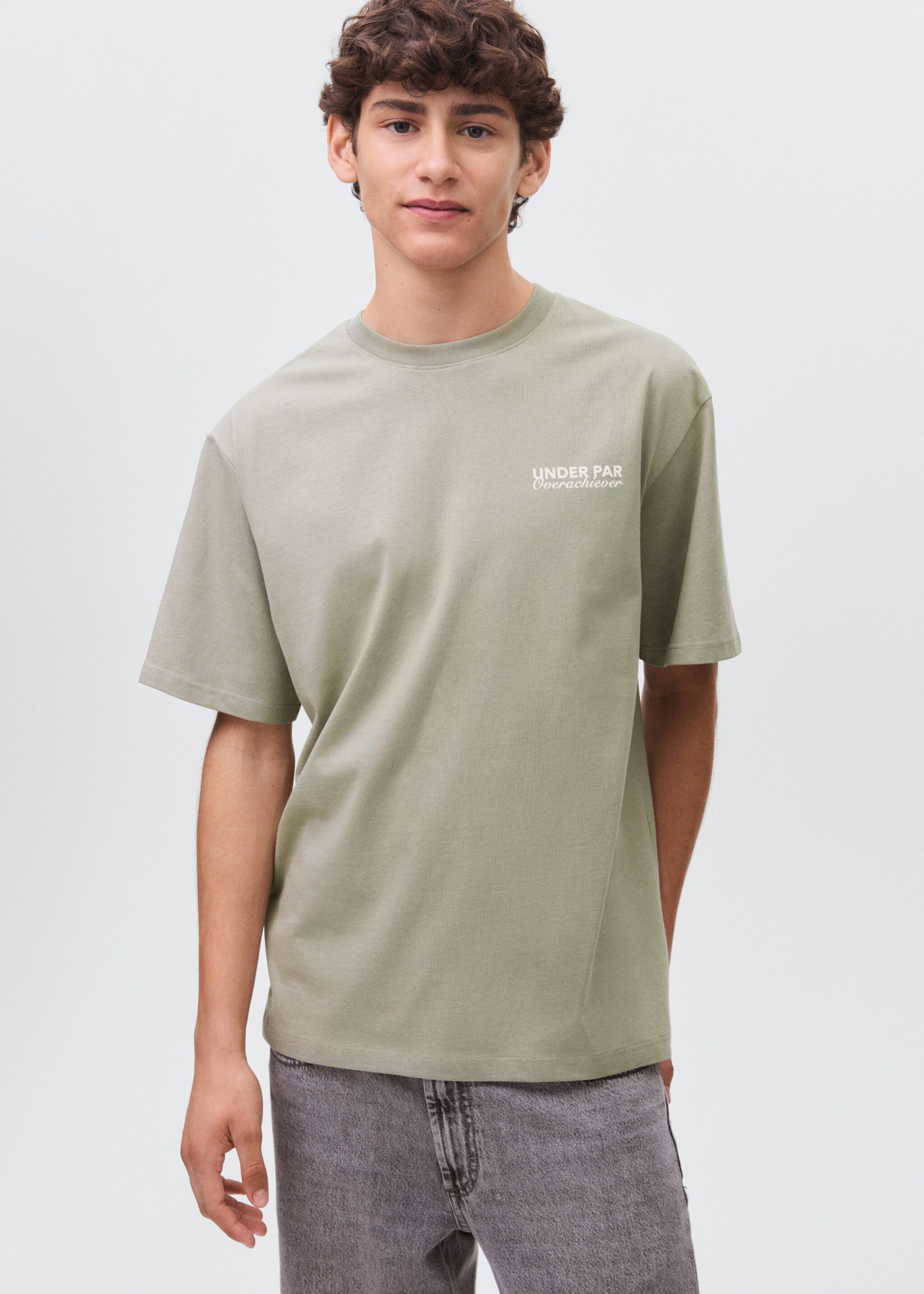 Camiseta algodón estampada - Plano medio, Verde. Ref: 17045810-00.