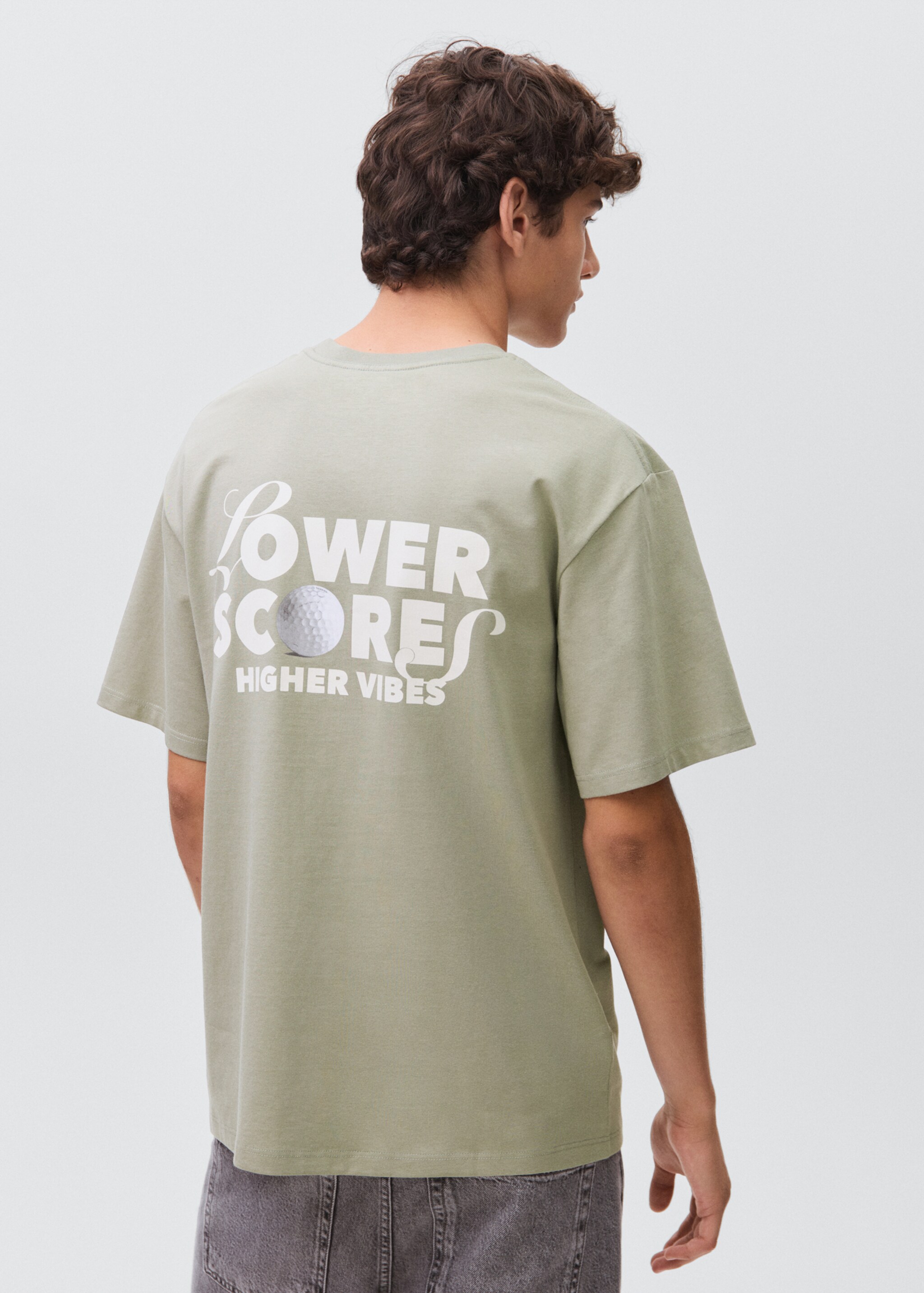 Camiseta algodón estampada - Reverso del artículo, Verde. Ref: 17045810-00.