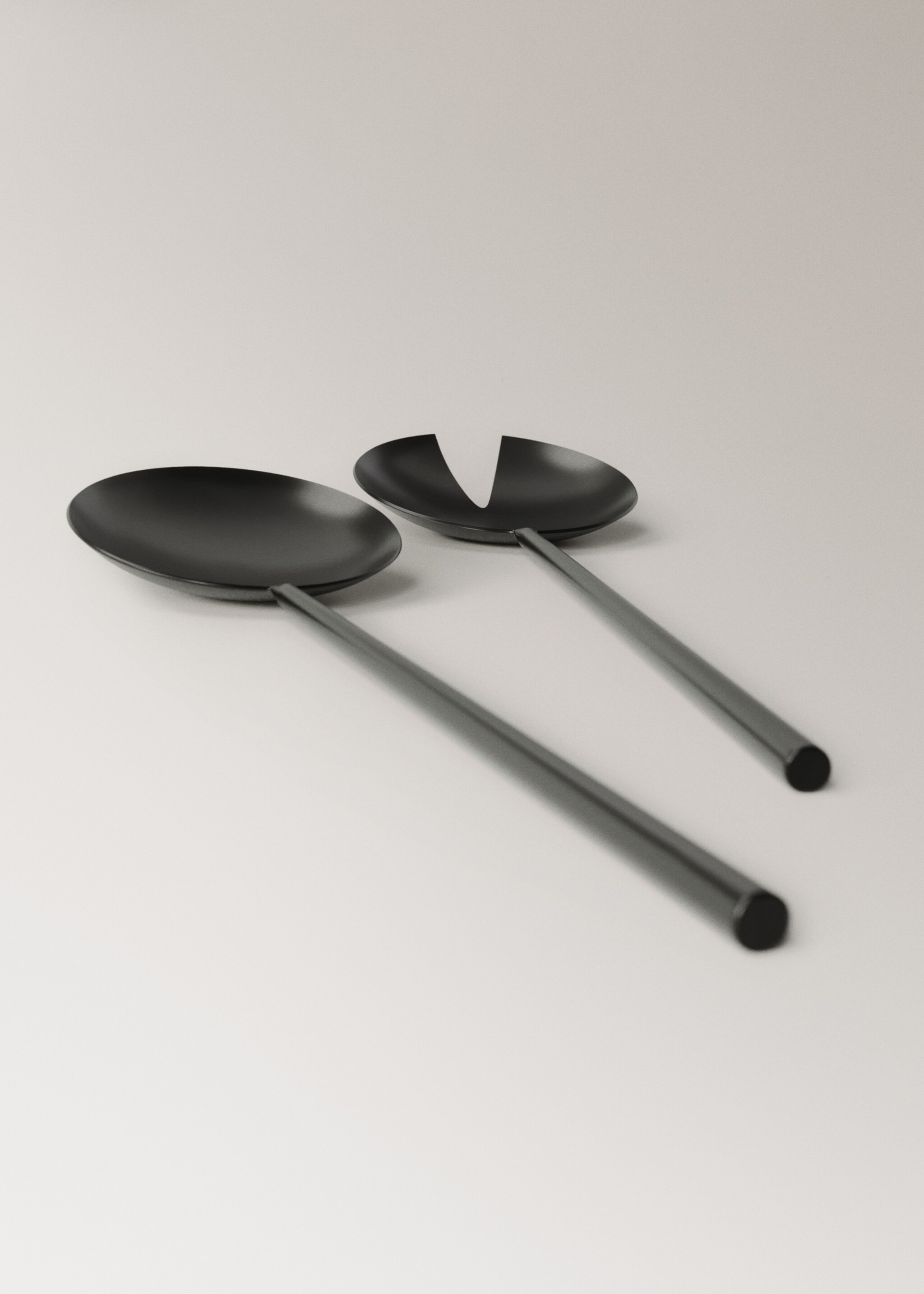 2-piece matte stainless steel serving set - Details of the article 3, Black. Ref: 17045811-00.
