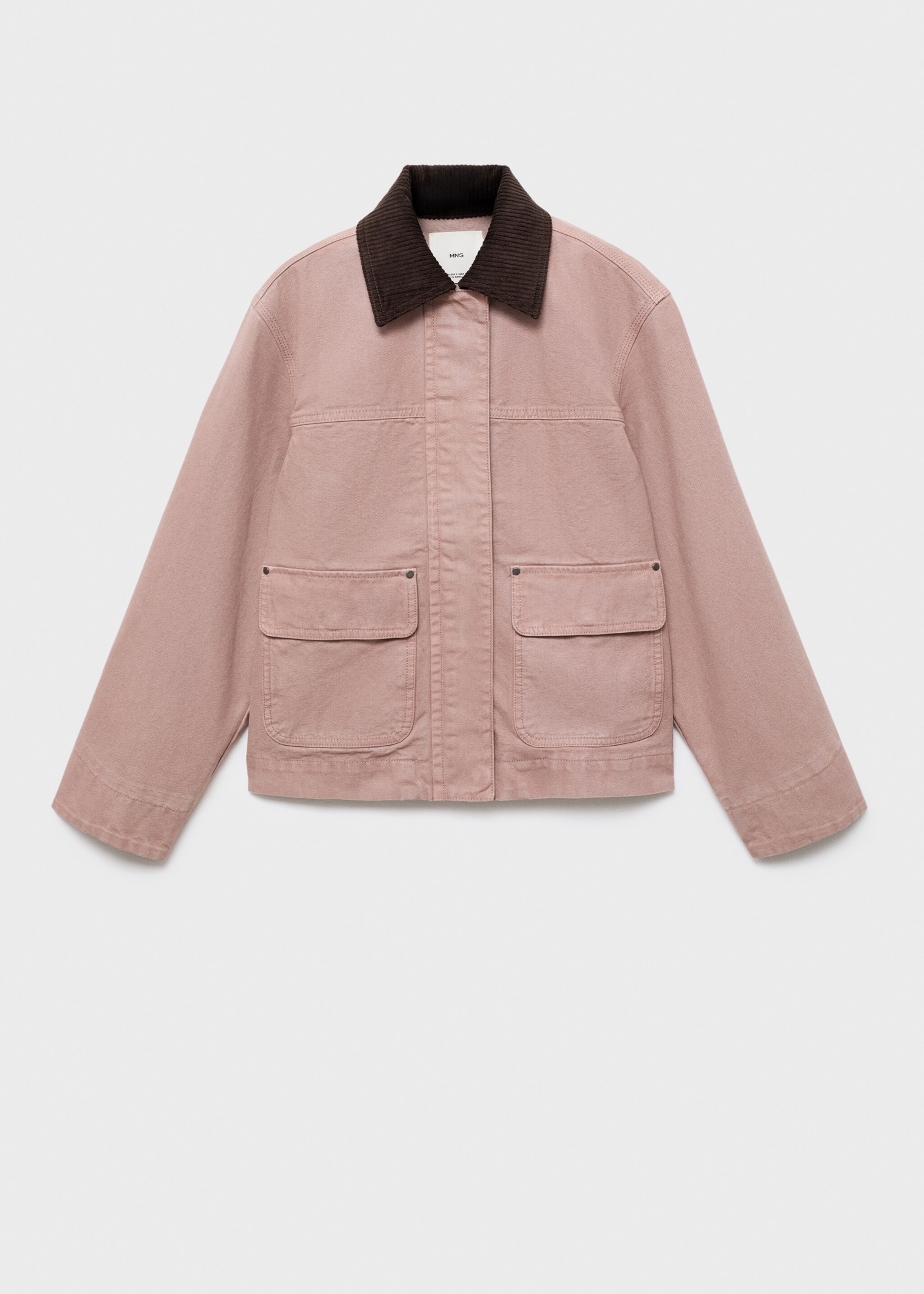 Corduroy collar denim jacket - Article without model, Pale Pink. Ref: 17045813-00.
