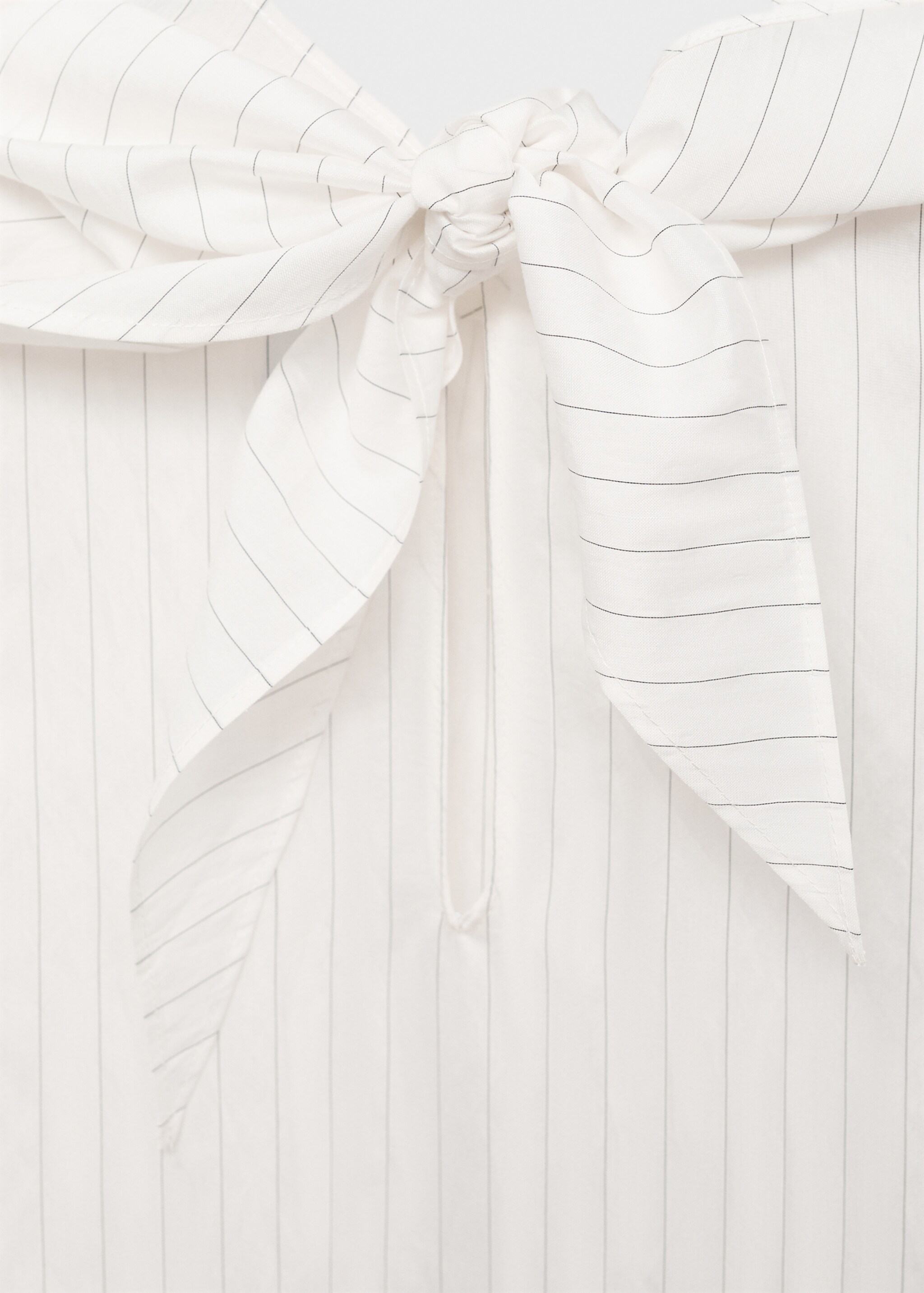 Striped blouse with handkerchief - Details of the article 0, White. Ref: 17045814-00.