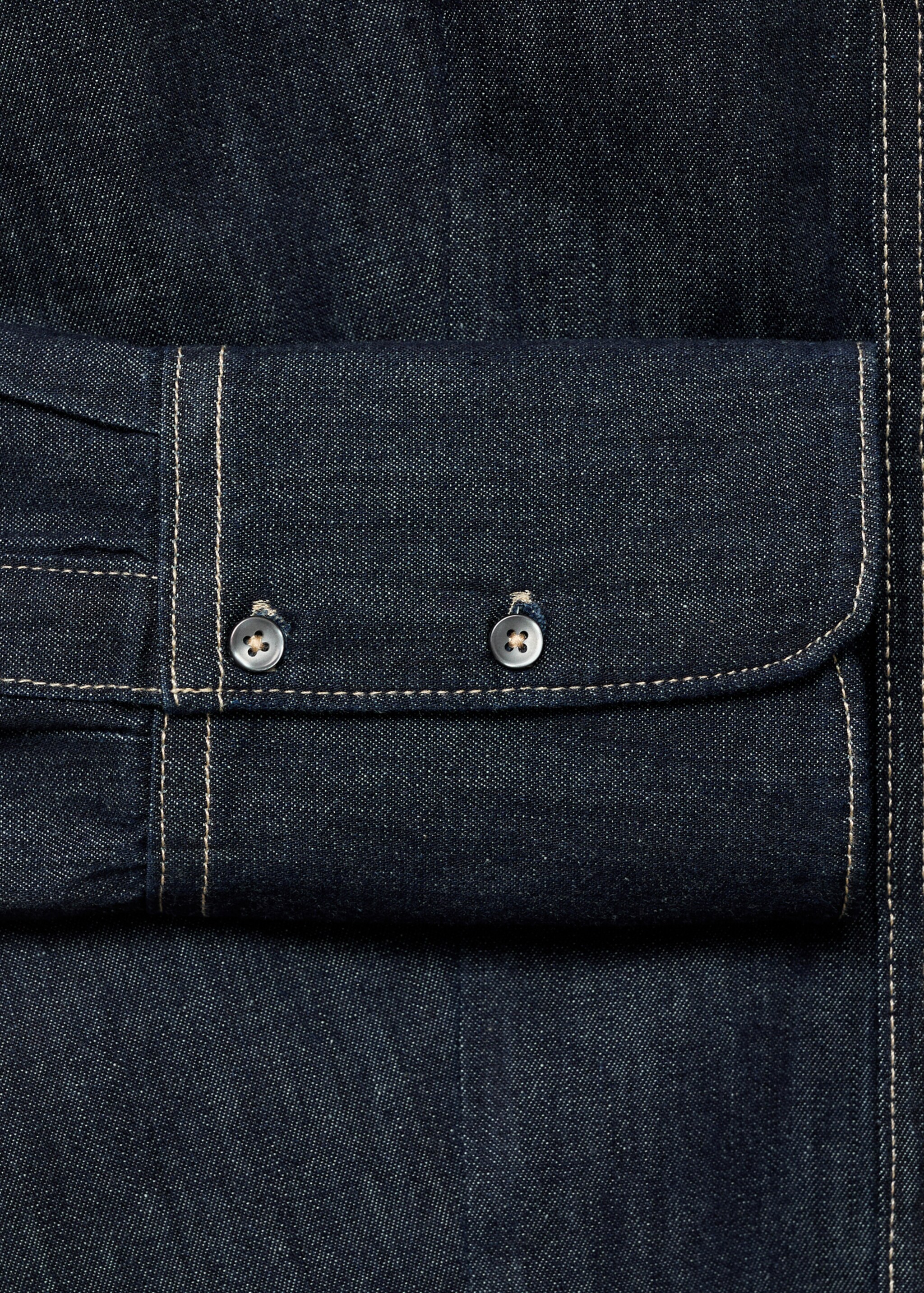 Denim shirt with seams - Details of the article 0, Open Blue. Ref: 17045815-00.