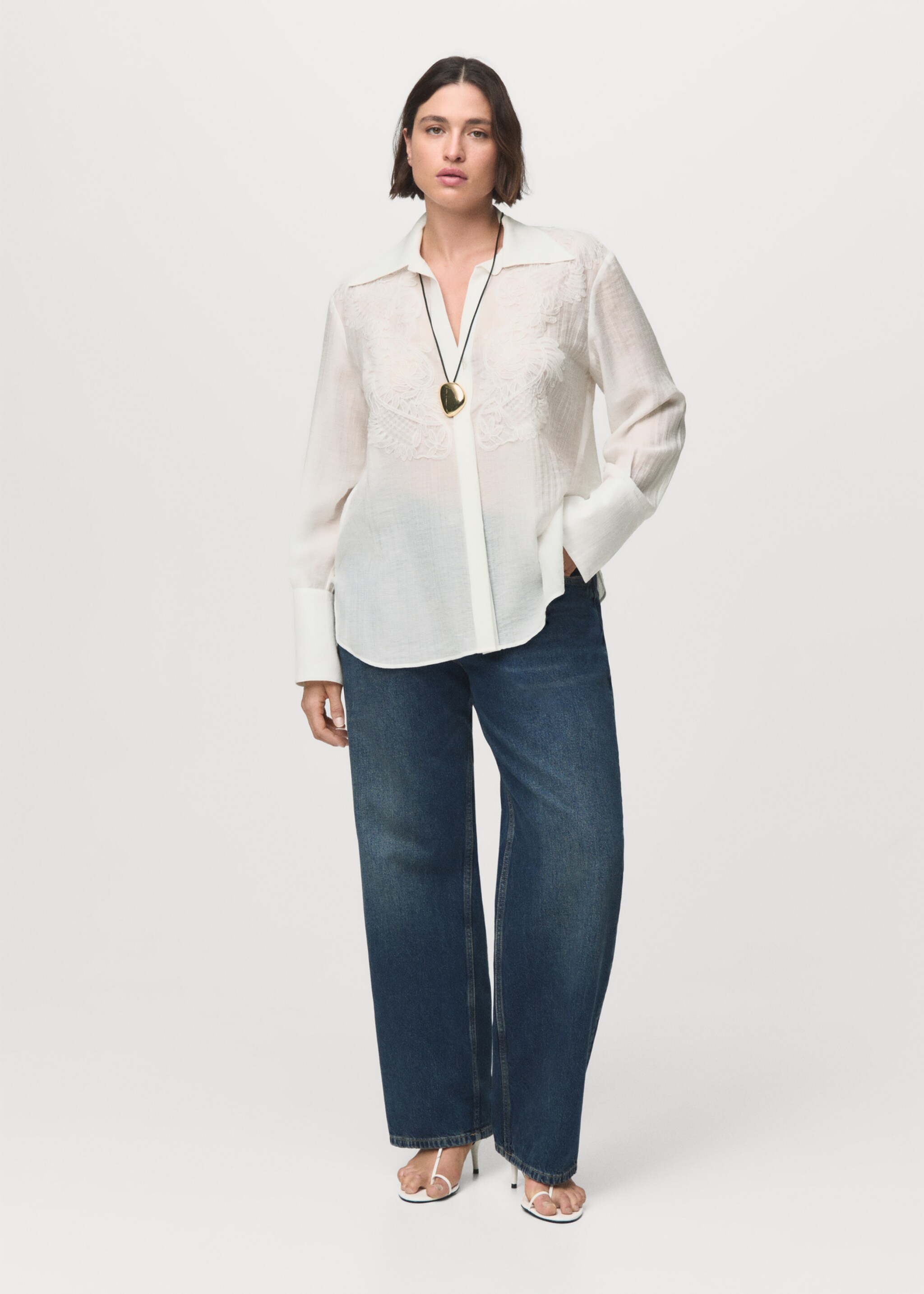 Lyocell shirt with patches - Details of the article 3, Off White. Ref: 17045816-00.