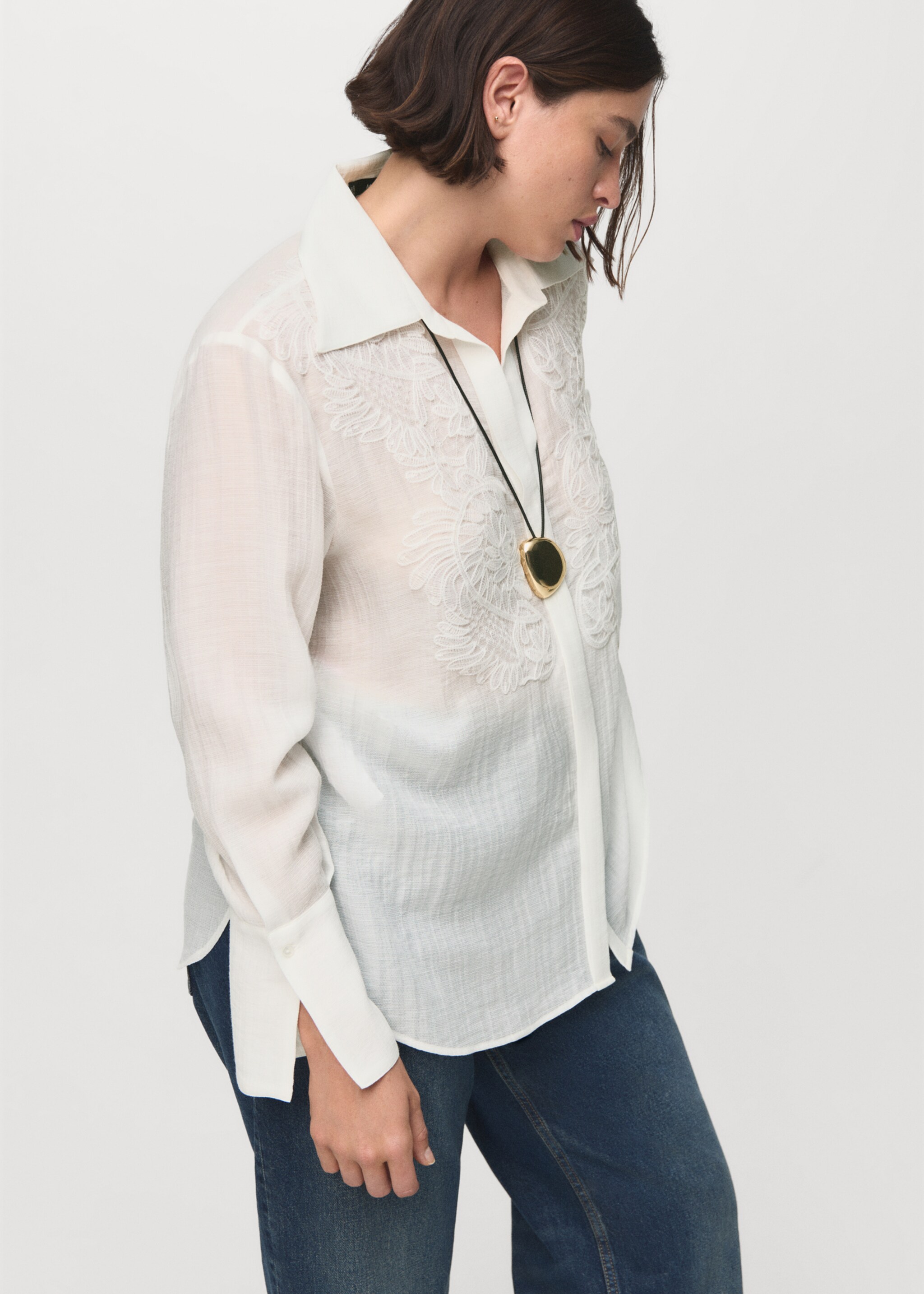 Lyocell shirt with patches - Details of the article 5, Off White. Ref: 17045816-00.
