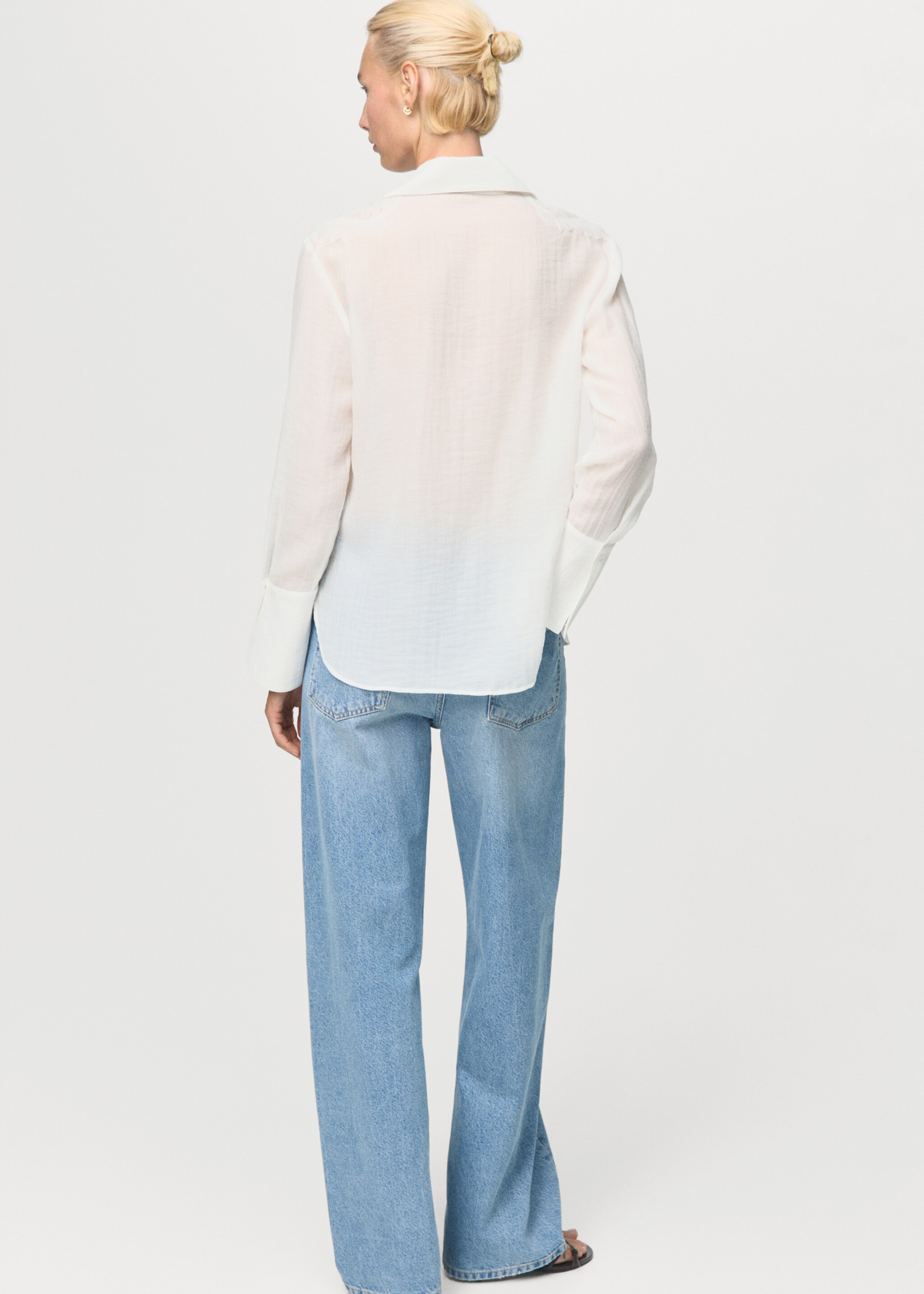Lyocell shirt with patches - Reverse of the article, Off White. Ref: 17045816-00.
