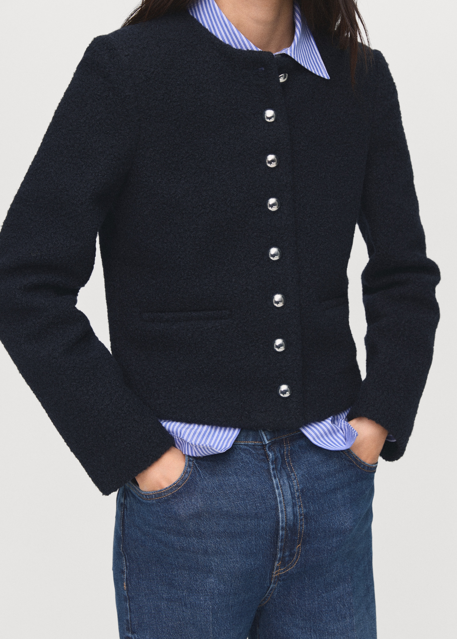 Bouclé jacket with jewel buttons - Medium plane