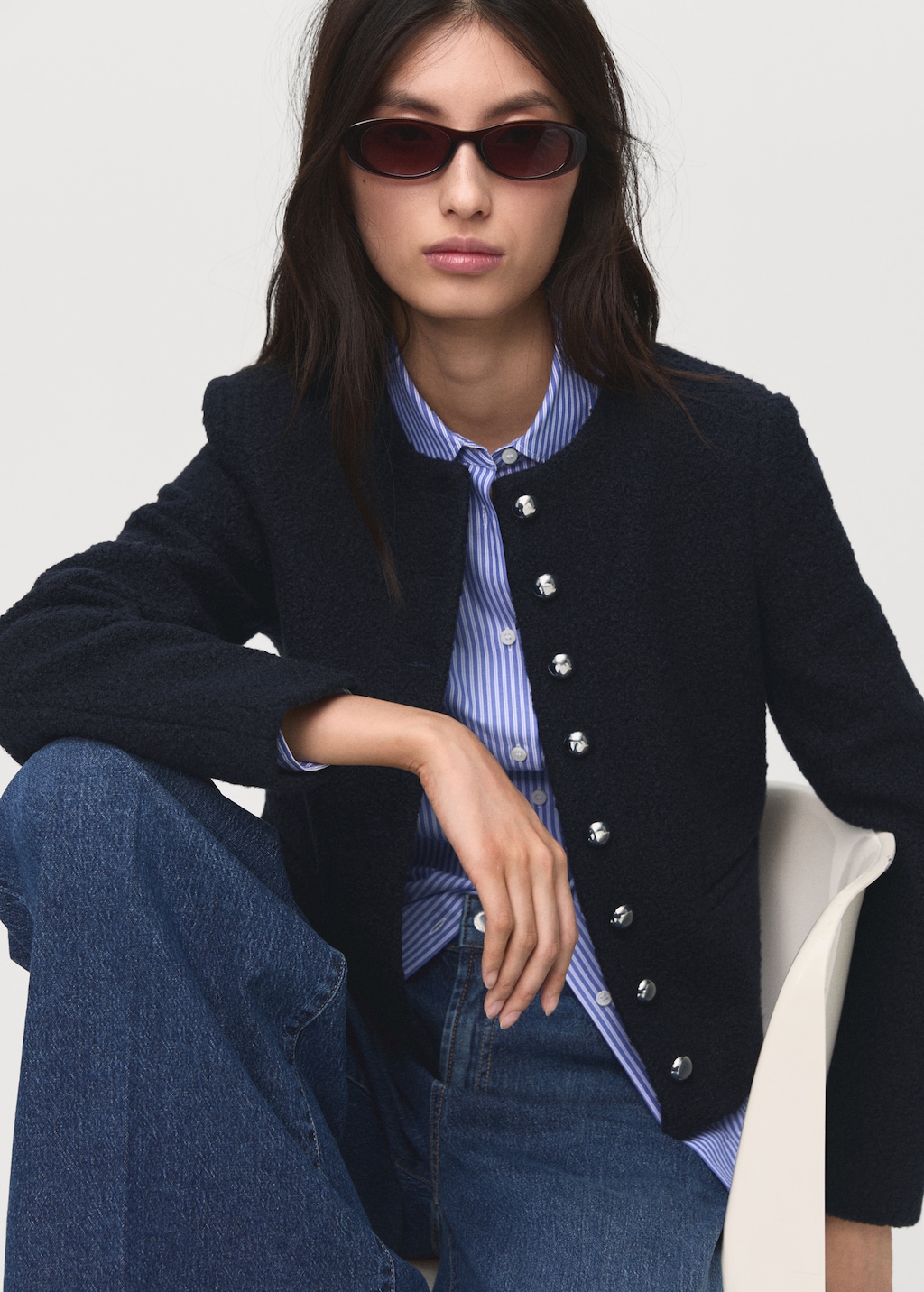 Bouclé jacket with jewel buttons