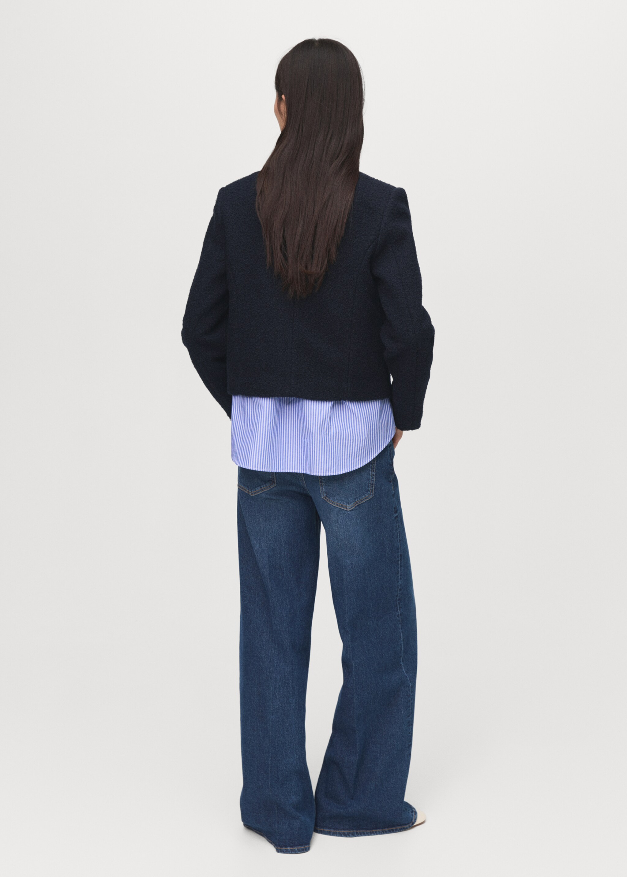 Bouclé jacket with jewel buttons - Reverse of the article, Navy. Ref: 17045817-00.