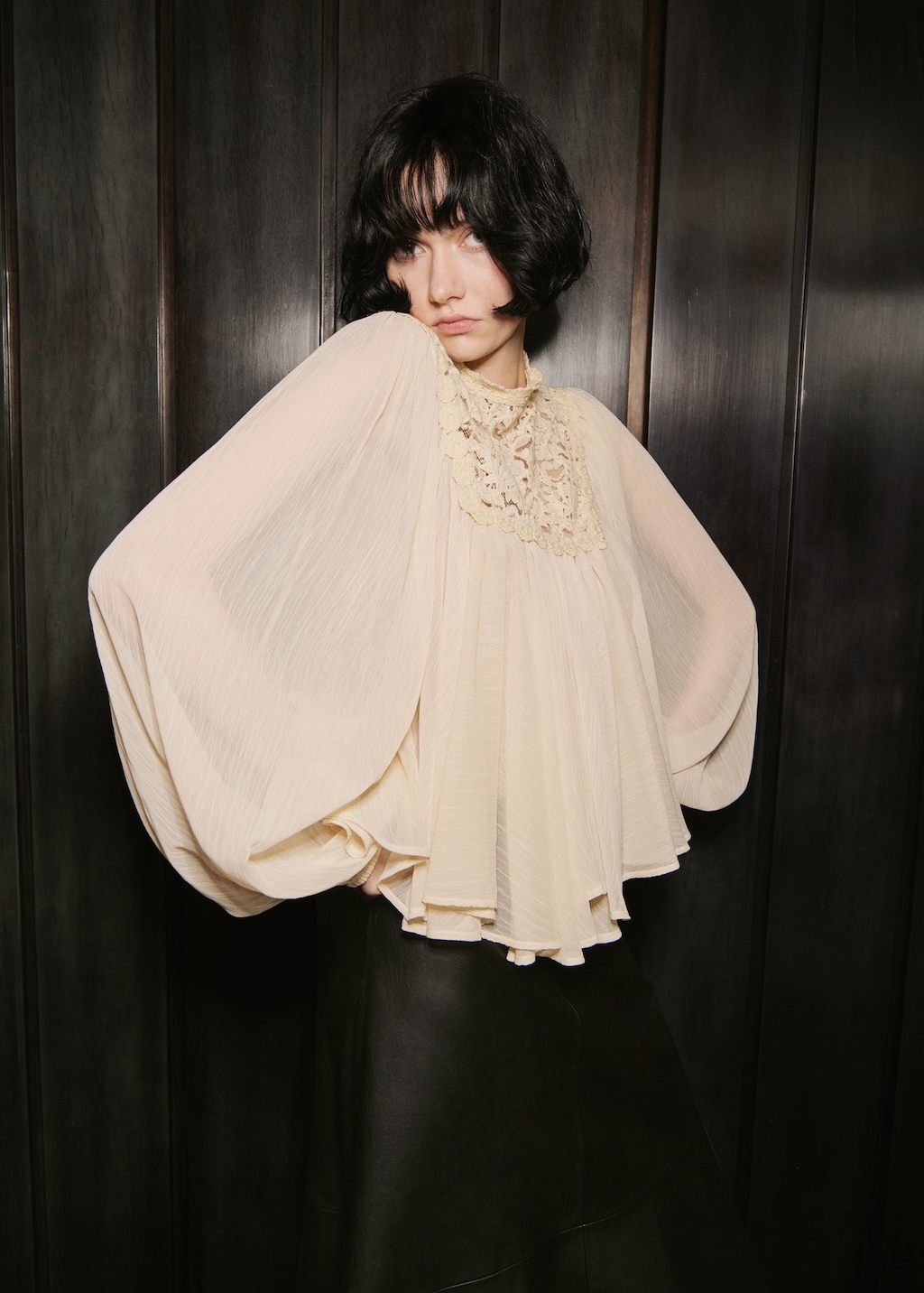 Lace combination blouse