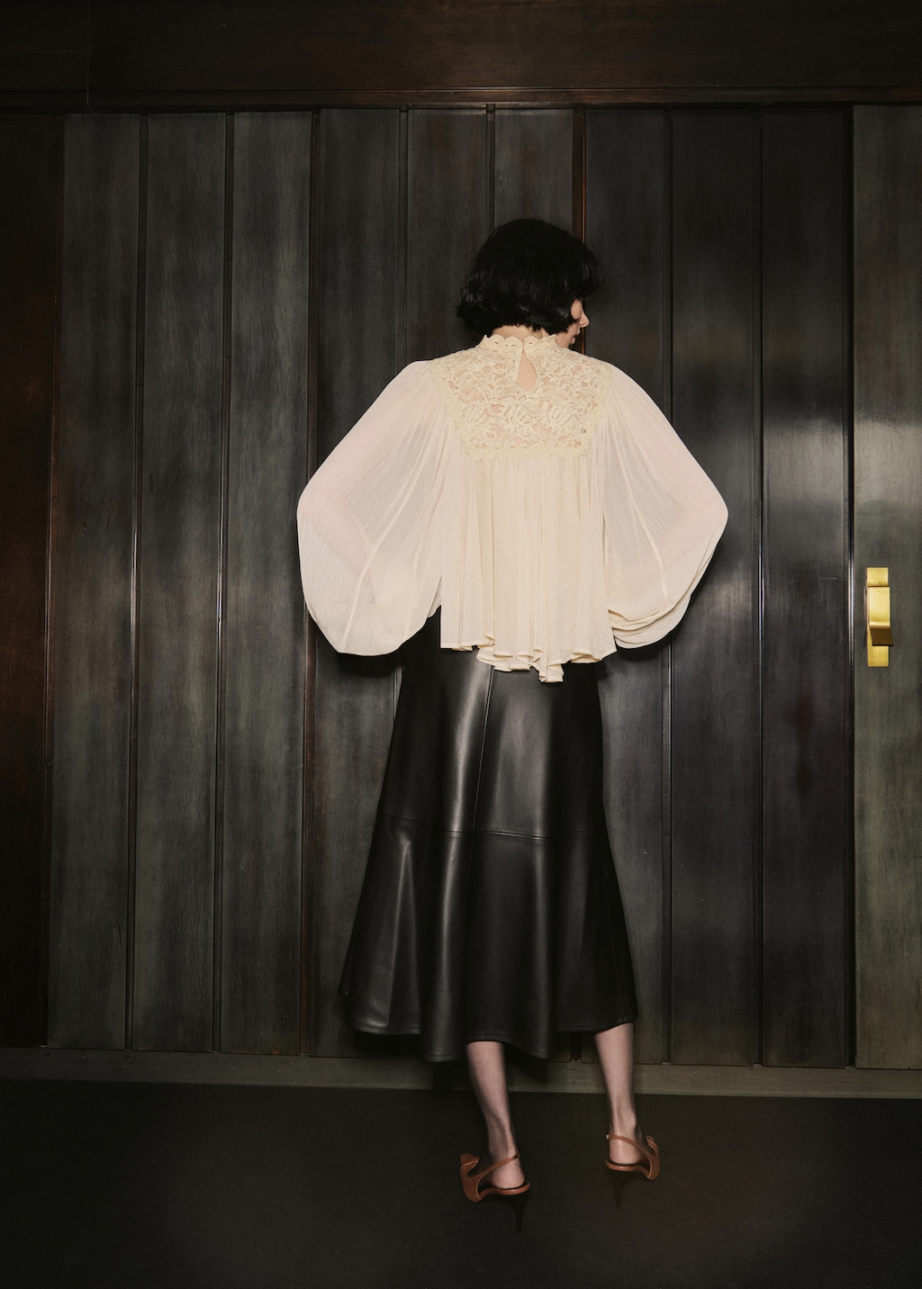 Lace combination blouse