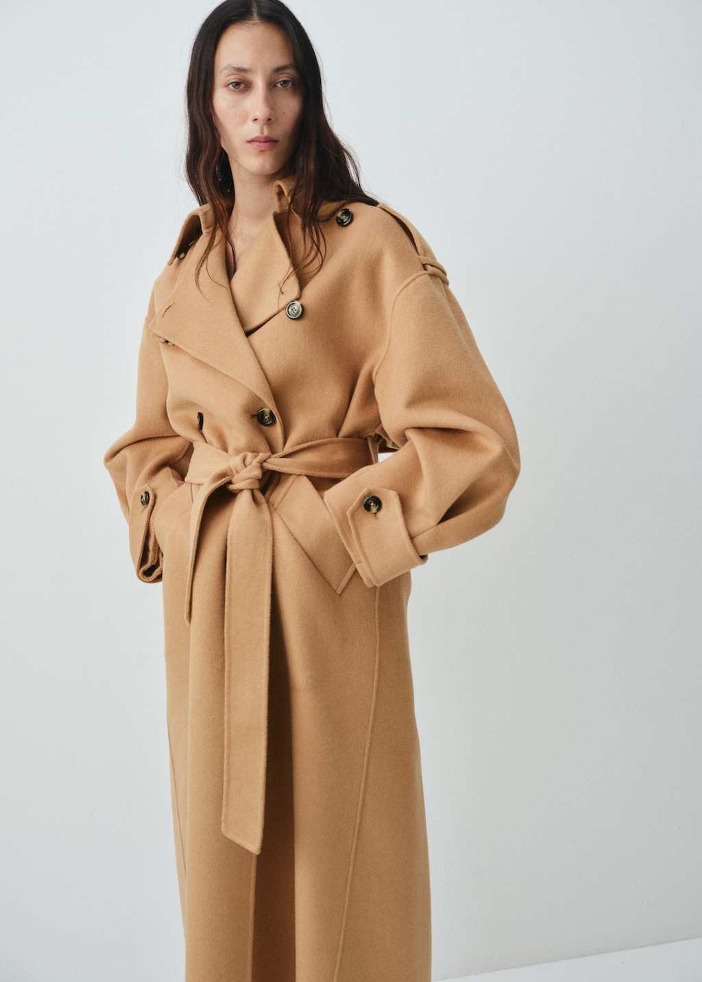 Double-breasted wool coat