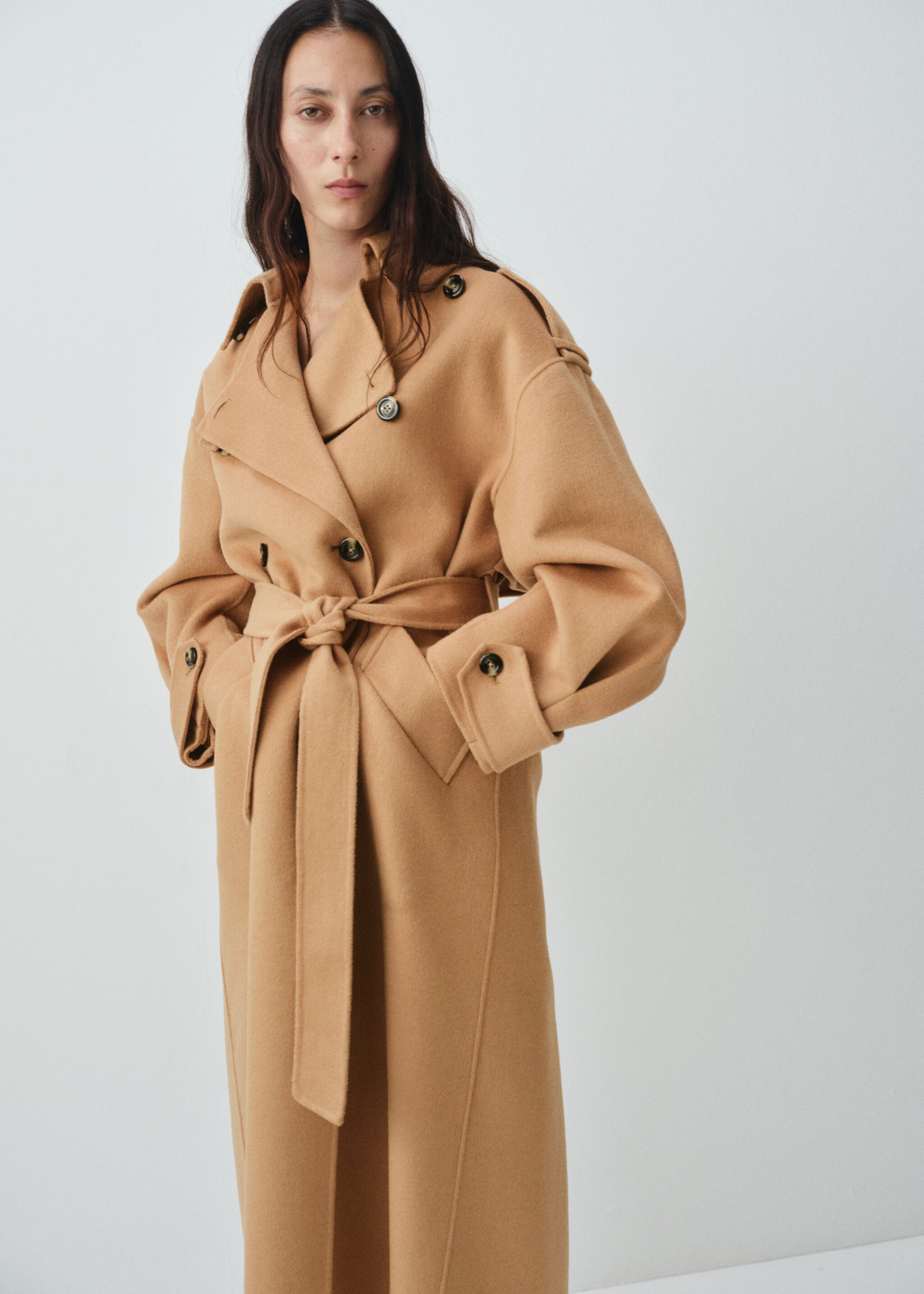 Double-breasted wool coat - Medium plane, Medium Brown. Ref: 17045824-00.