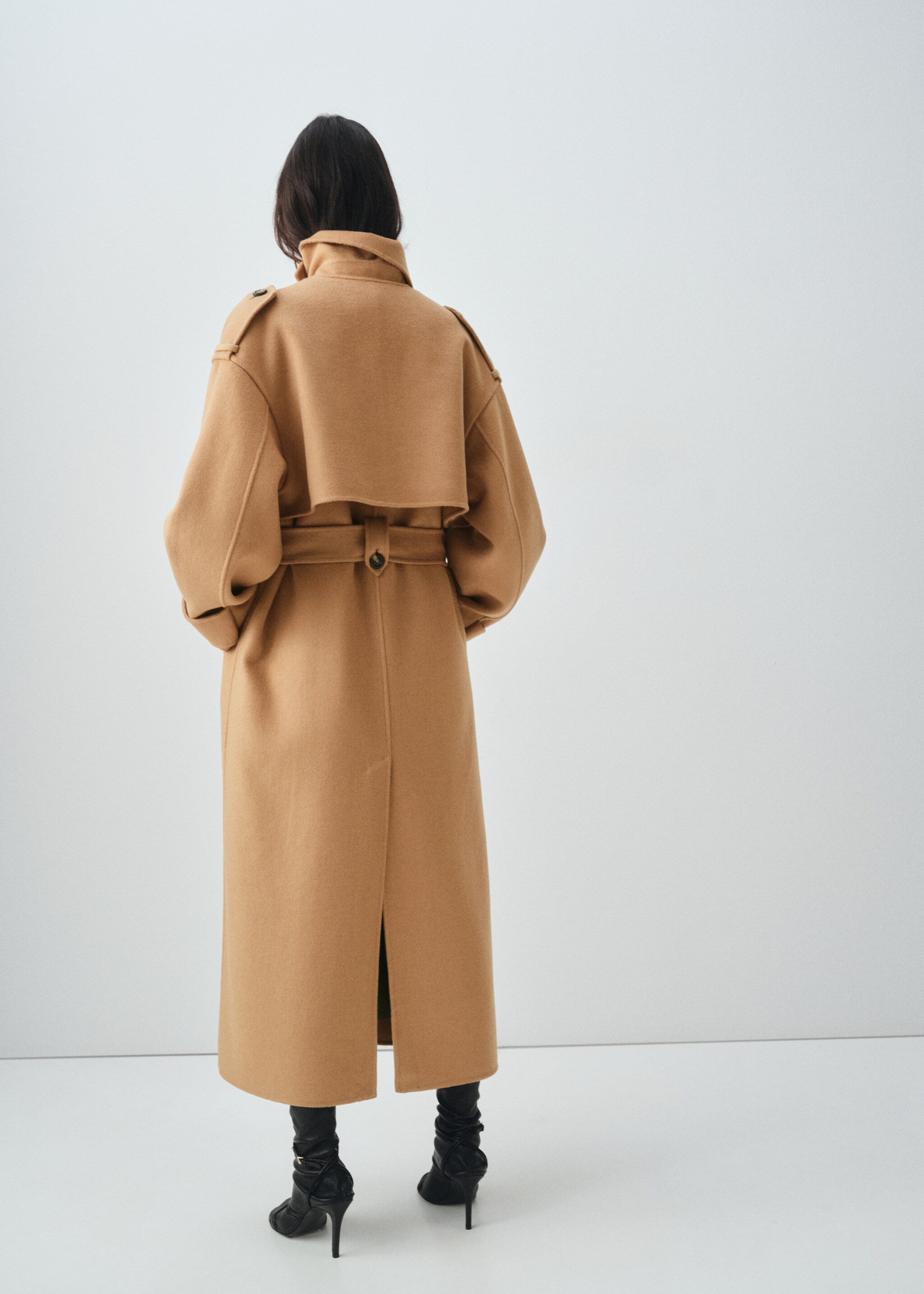 Double-breasted wool coat - Reverse of the article, Medium Brown. Ref: 17045824-00.