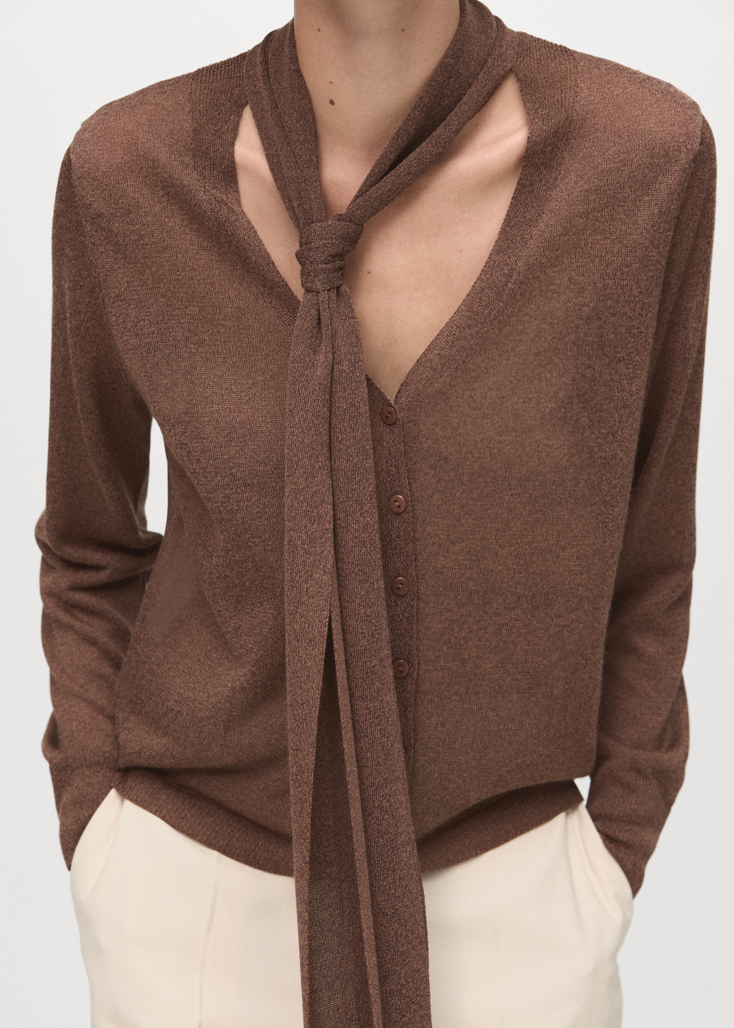 Cardigan punto fino fular - Plano medio