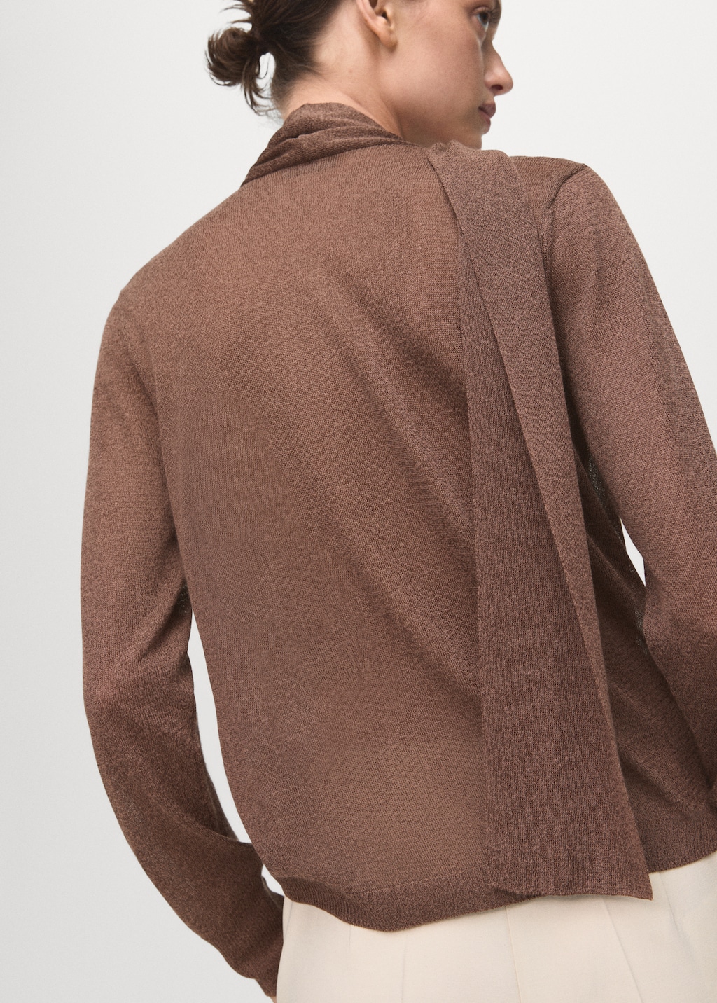 Mango Fine-knit cardigan with foulard