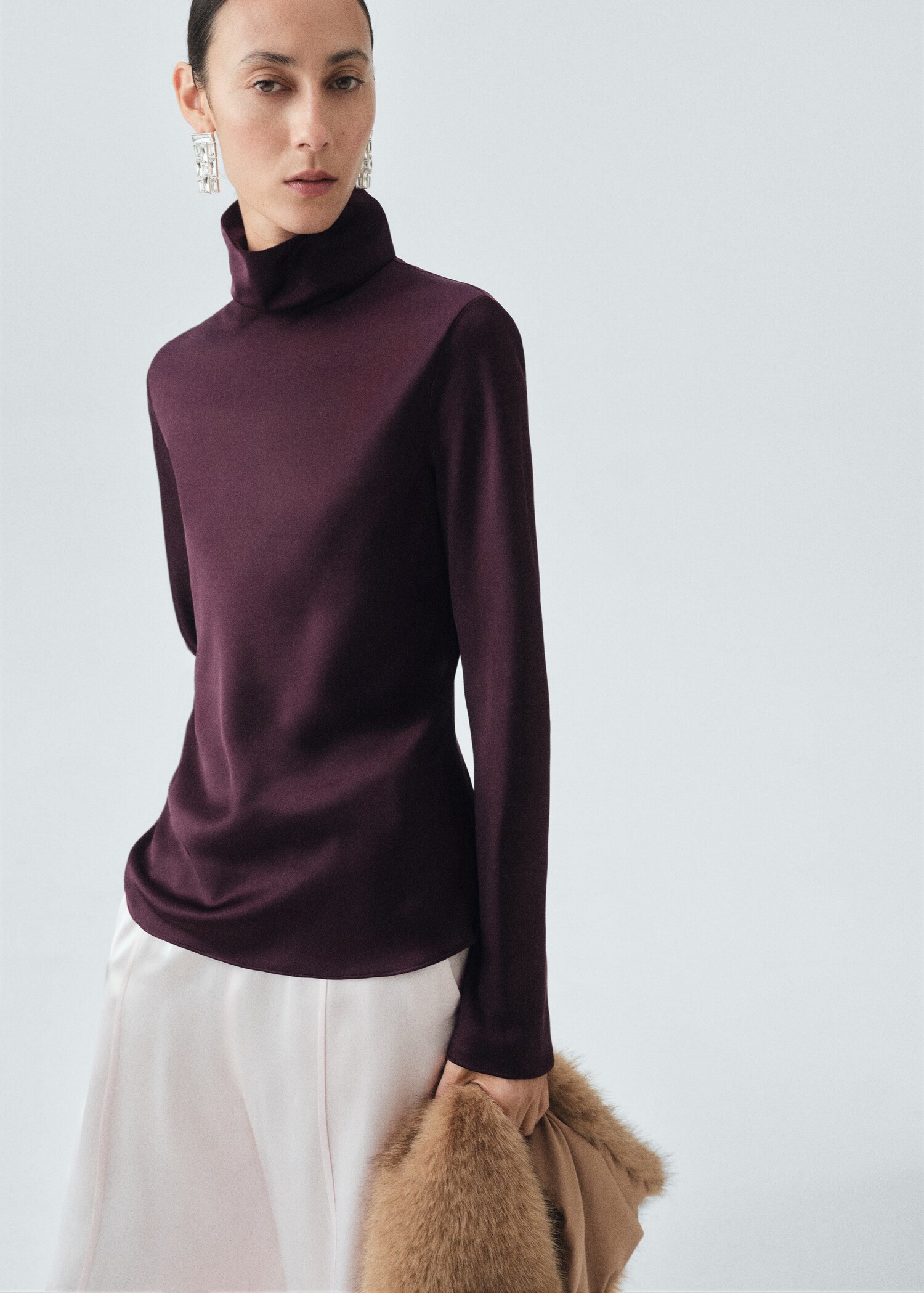 Chemise satinée col montant - Plan moyen